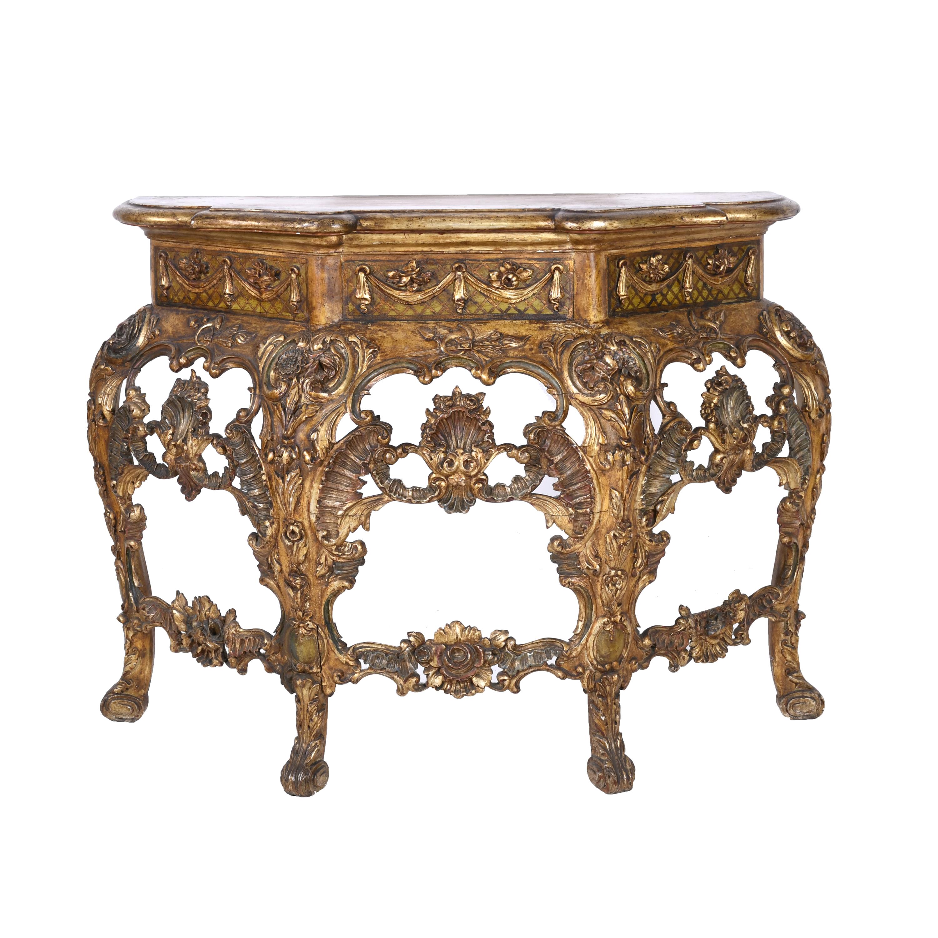 SPANISH CONSOLE TABLE, LOUIS XV STYLE, CIRCA 1940.