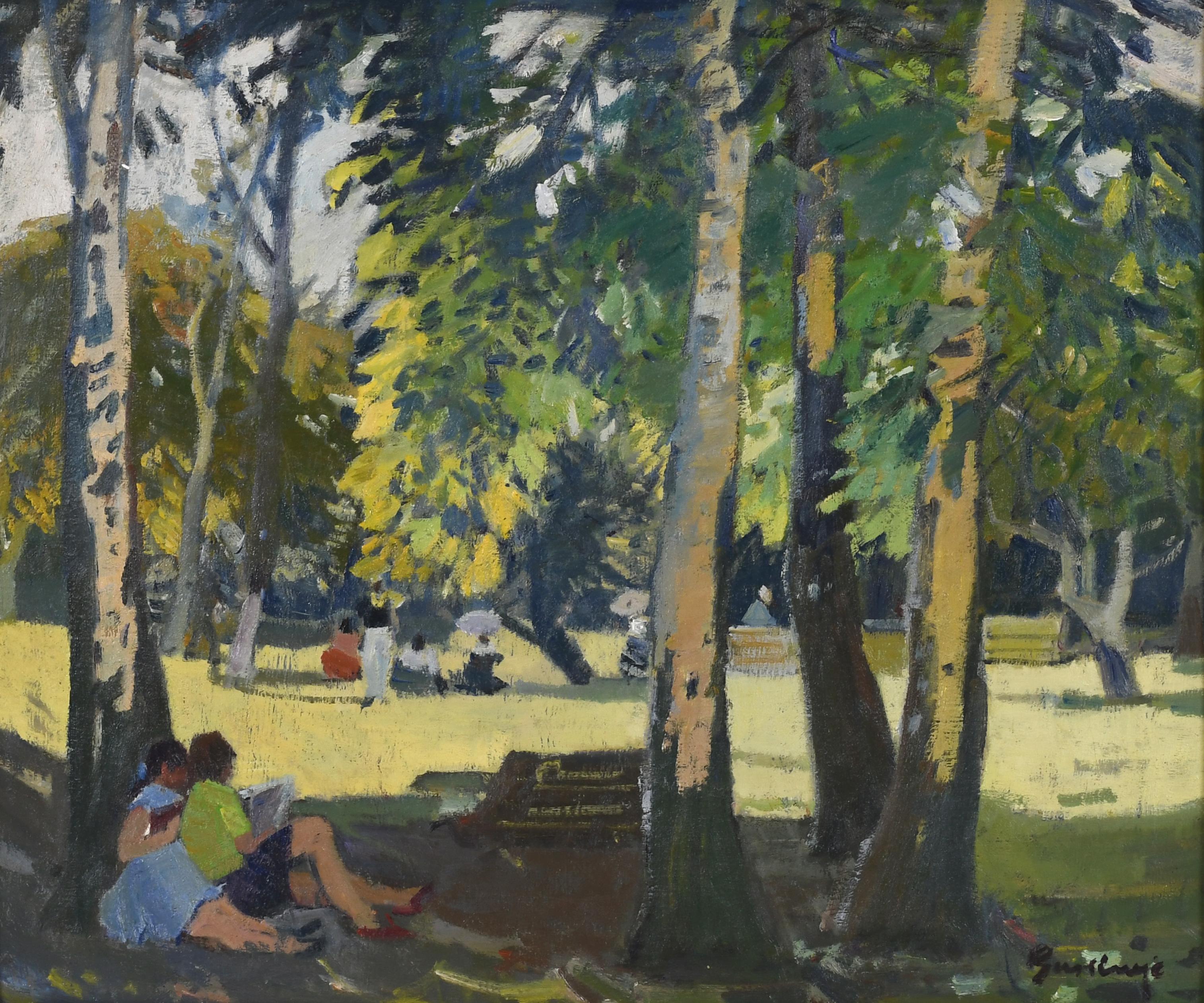 PERE GUSSINYÉ GIRONELLA (1898-1980). "LEYENDO EN EL PARQUE"