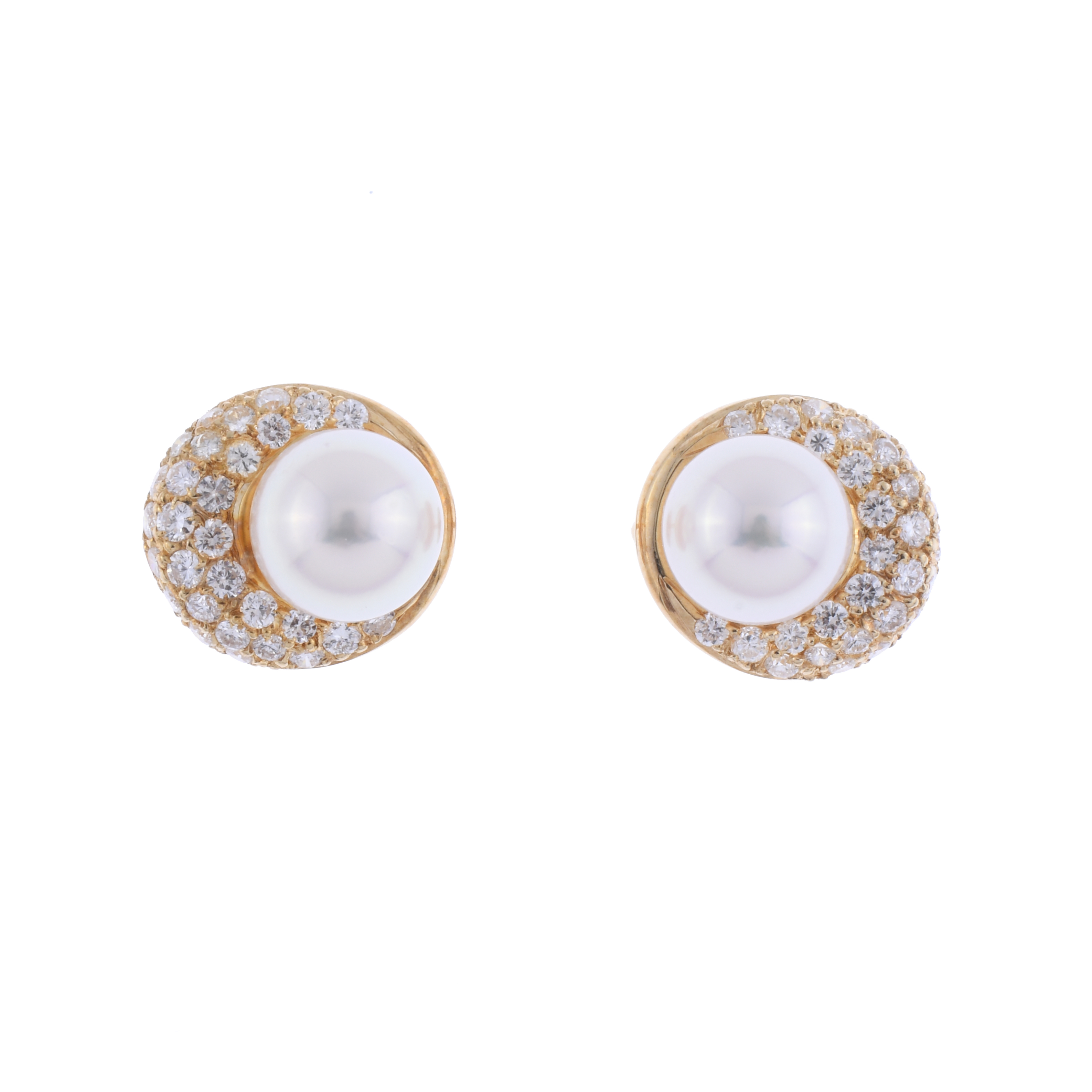 PENDIENTES CON PERLA AKOYA Y DIAMANTES.