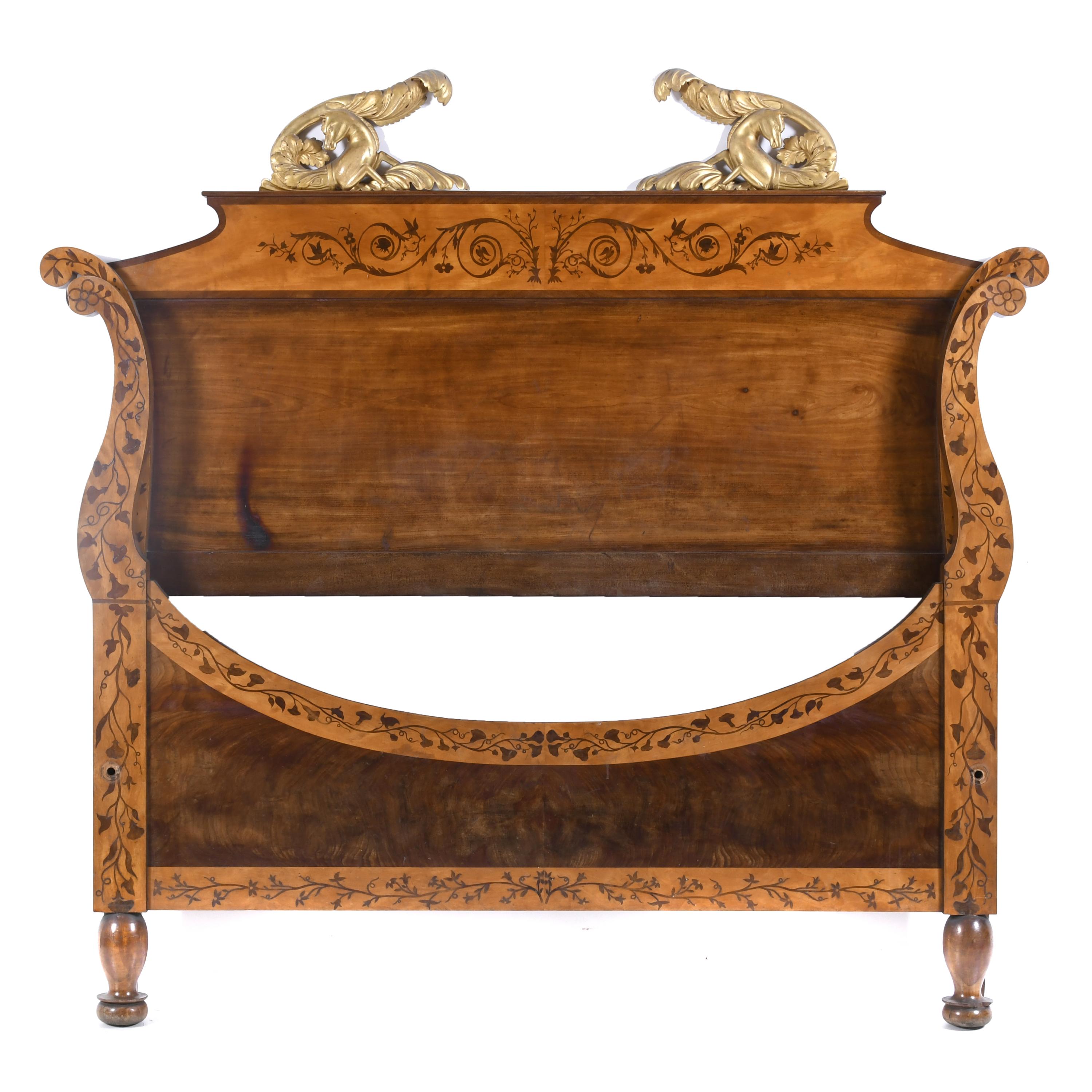 FERDINAND-STYLE HEADBOARD AND FOOTBOARD. 19TH CENTURY. 