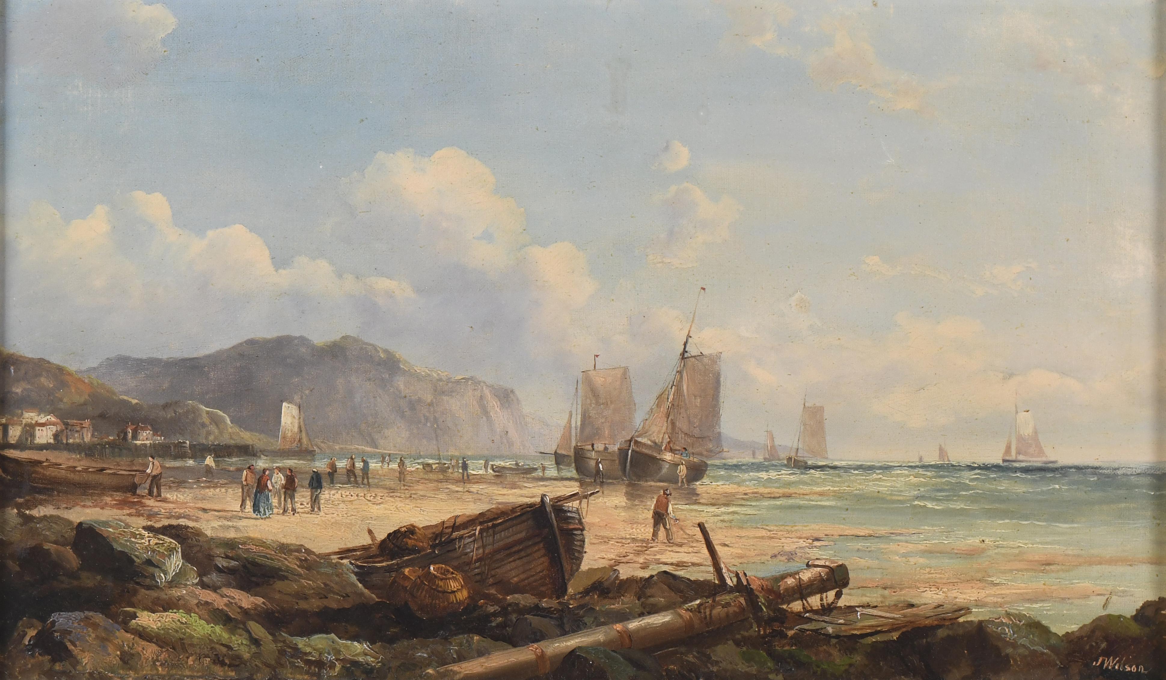 JOHN JAMES WILSON (1818-1875). "BOATS ON THE SHORE".