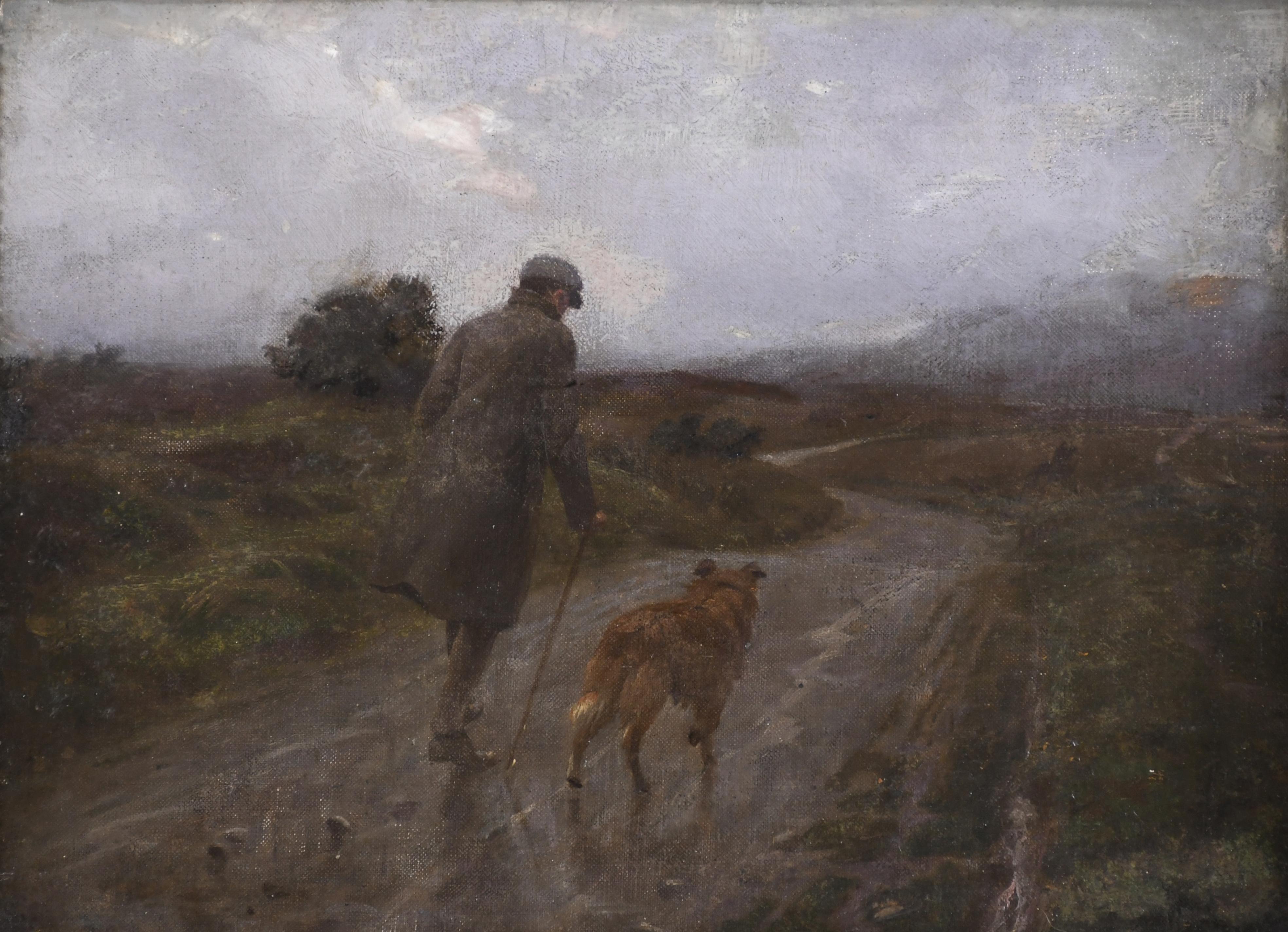 20TH CENTURY, ENGLISH SCHOOL. "MAN WITH A DOG".