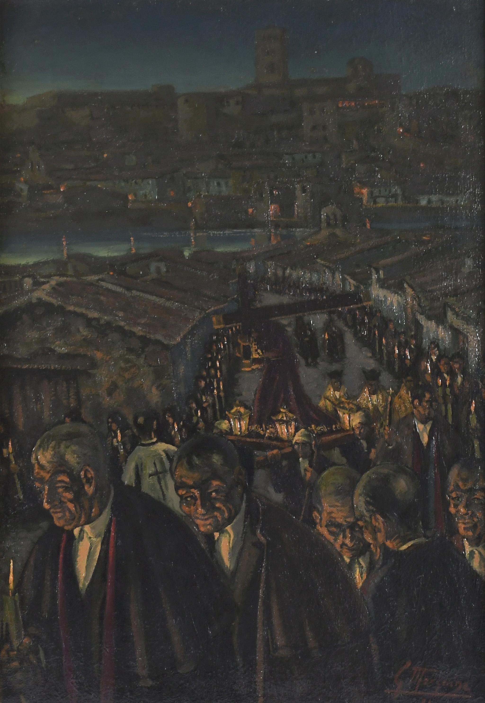 JESÚS GALLEGO MARQUINA (1900-1987). "PROCESIÓN", 1986.