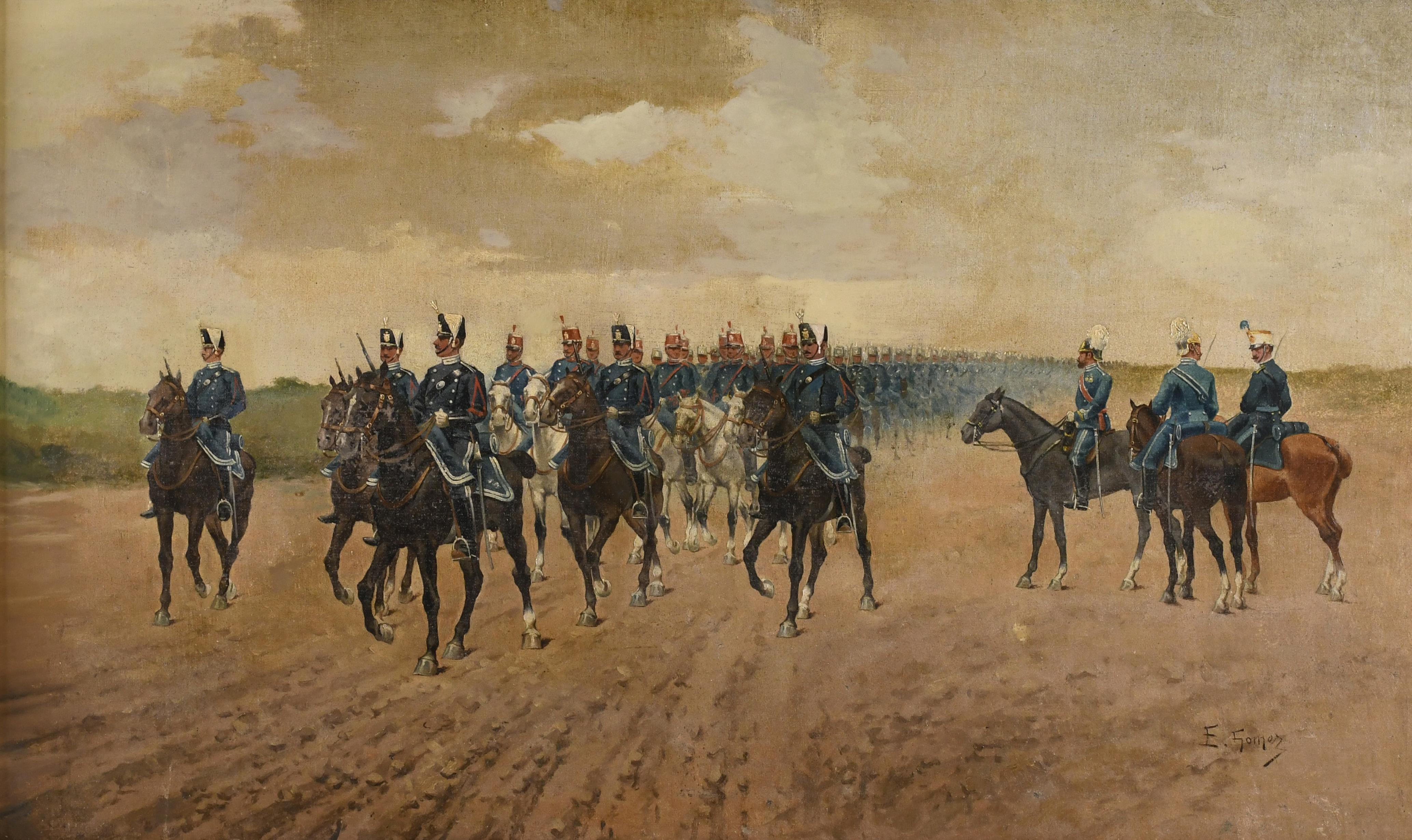 ENRIQUE GÓMEZ MARTÍN (19TH-20TH C.). "MILITARY PARADE".