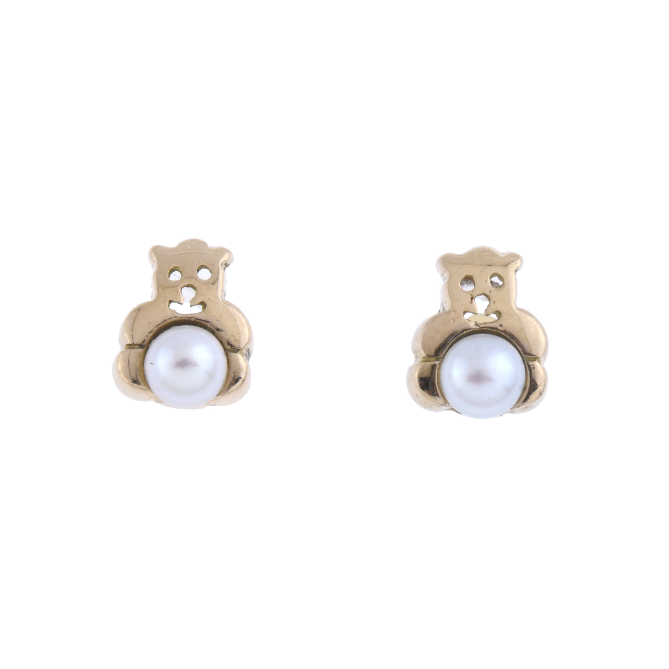 CHILDREN&#39;S BEAR-SHAPED EARRINGS WITH PEARL.