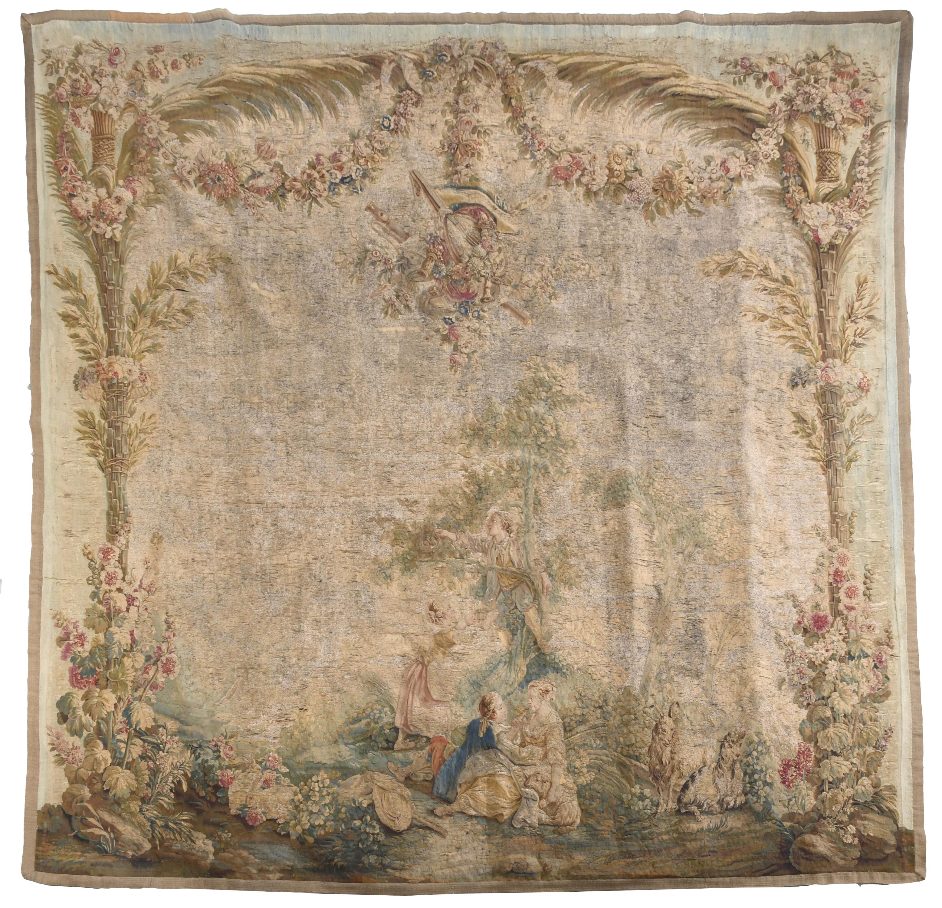 TAPESTRY WITH GALLANT SCENE, EARLY 19TH CENTURY. 