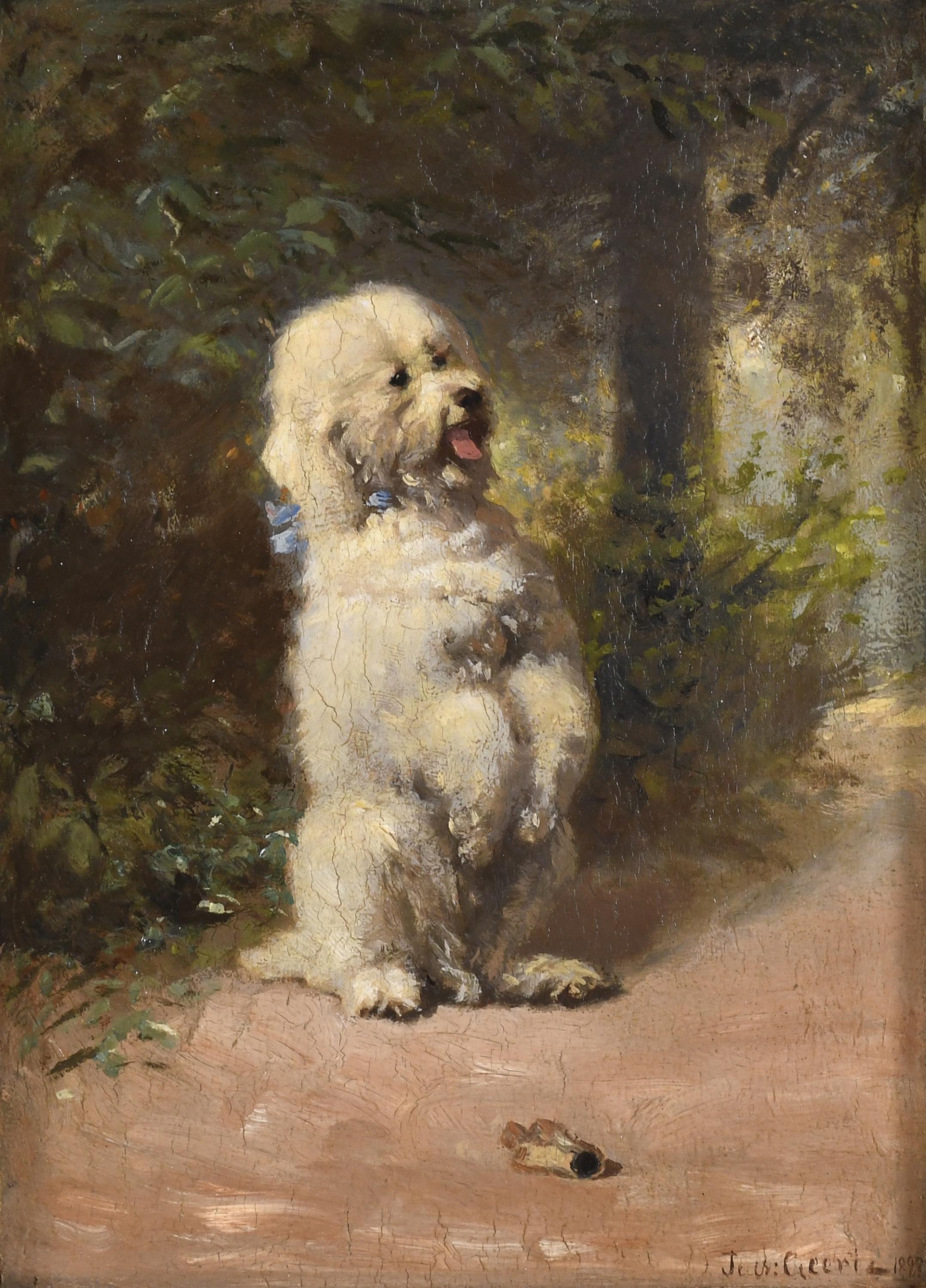 19TH CENTURY ENGLISH SCHOOL. "WHITE DOG". 1899.