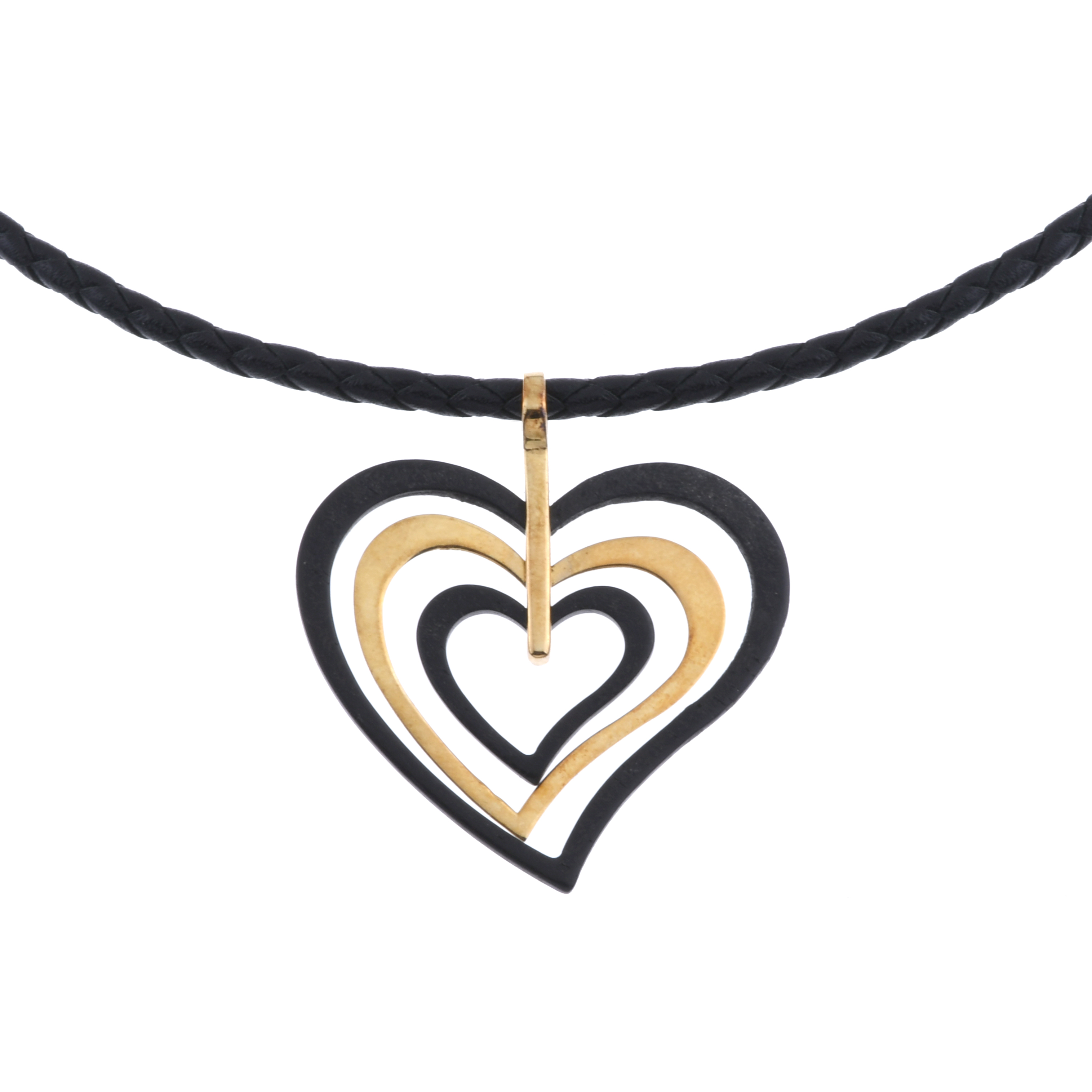 EBONY AND GOLD HEART NECKLACE.