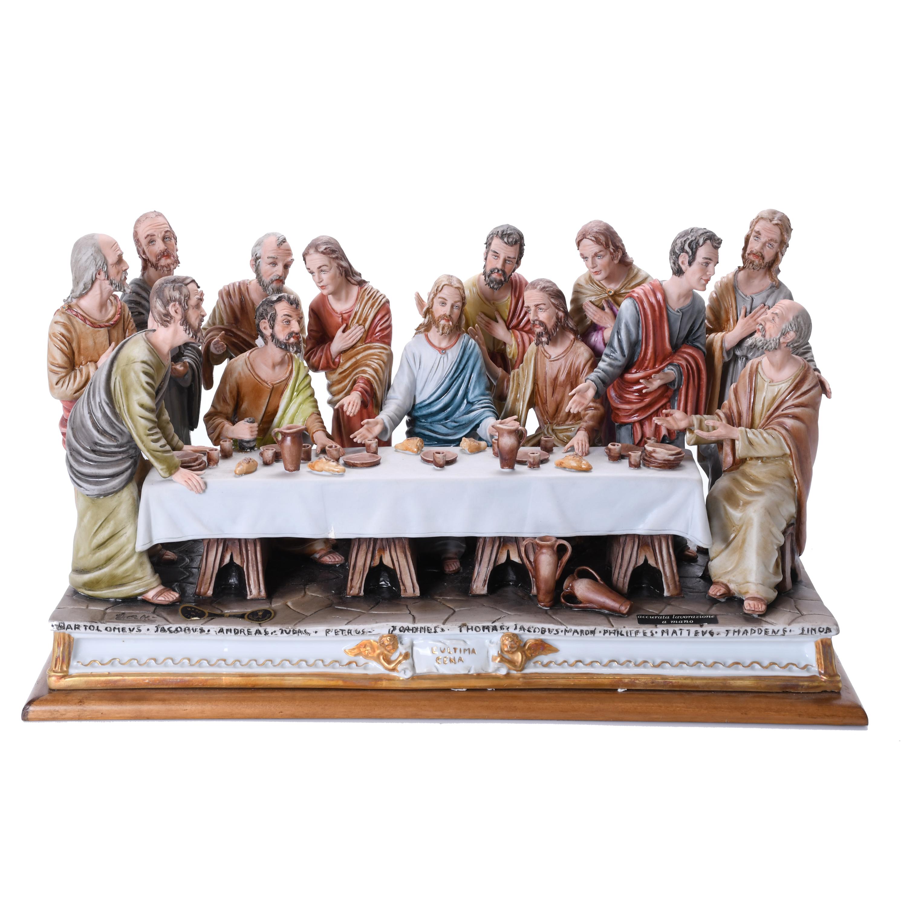 CAPODIMONTE.  FIGURAL GROUP "L&#39;ULTIMA CENA", CIRCA 1980. 