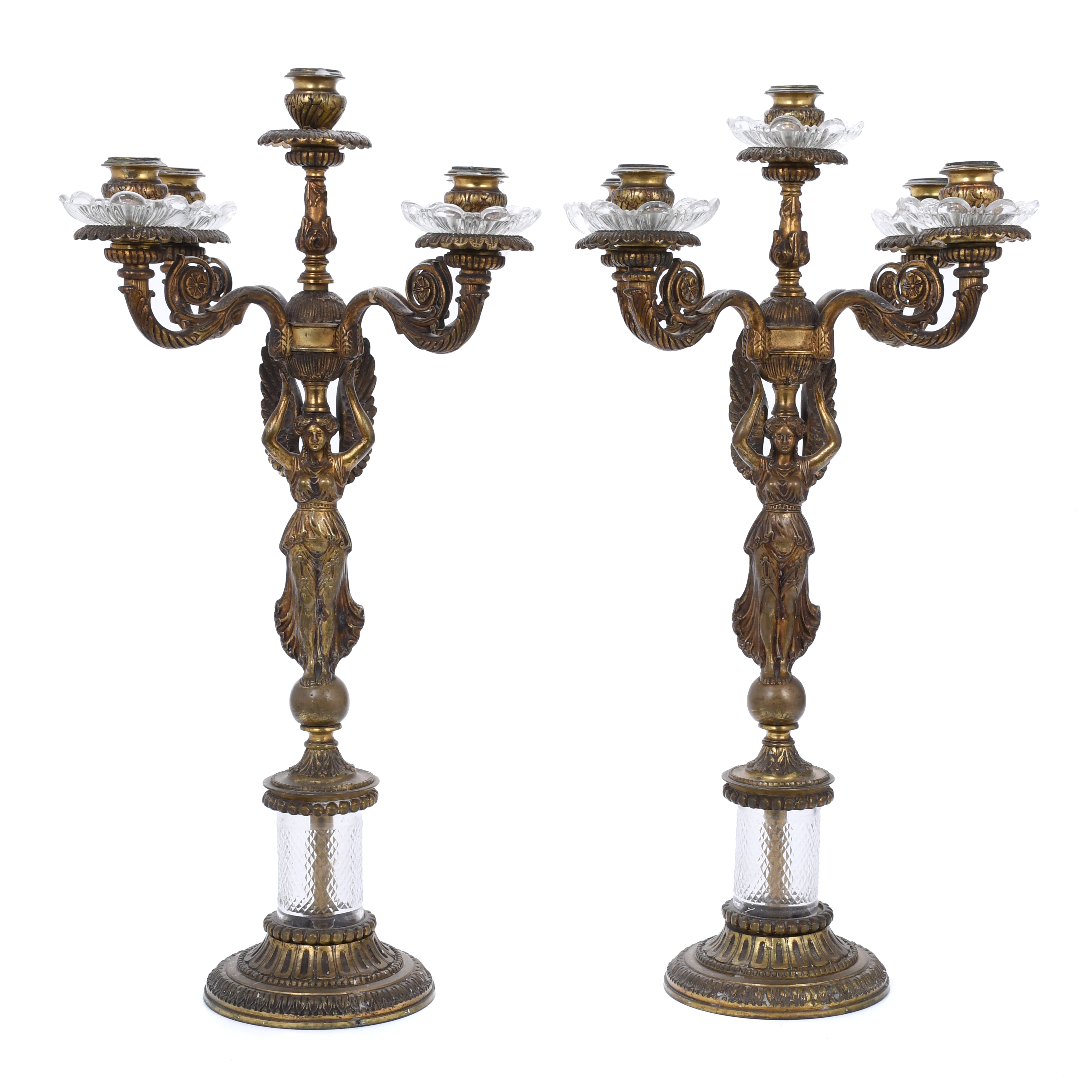 PAIR OF FRENCH EMPIRE-STYLE CANDELABRA, EARLY 20TH CENTURY. 