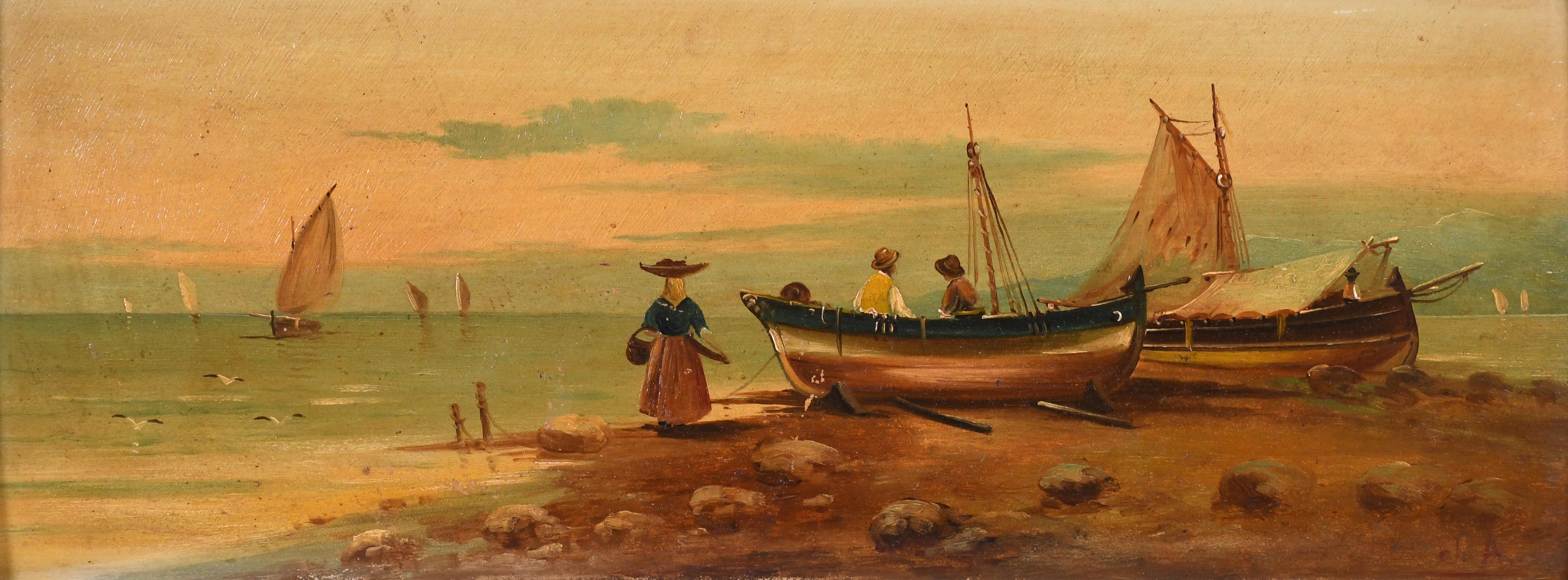 EARLY 20TH CENTURY SPANISH SCHOOL. "ON THE BEACH".