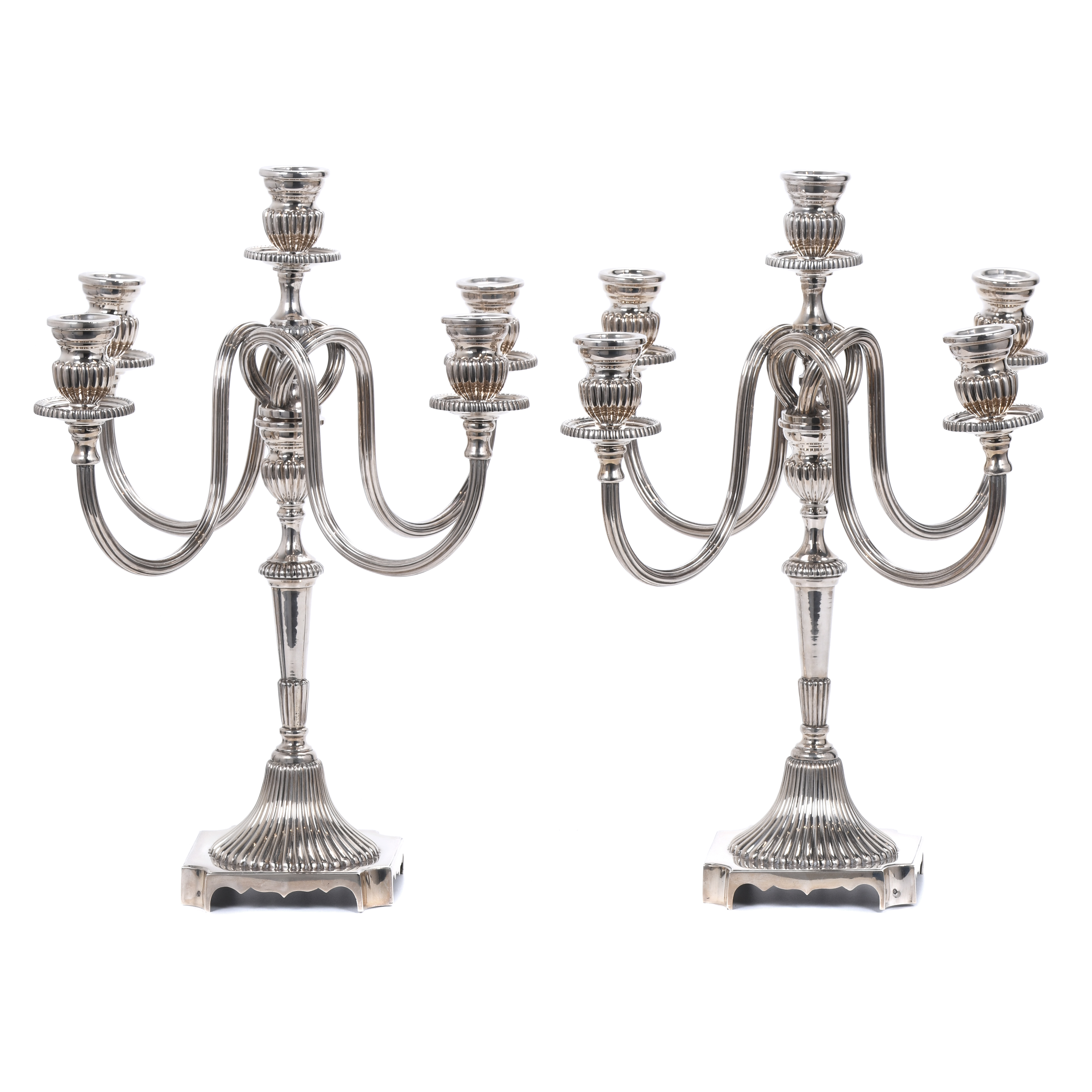 PAIR OF SILVER CANDELABRA, 20TH CENTURY.