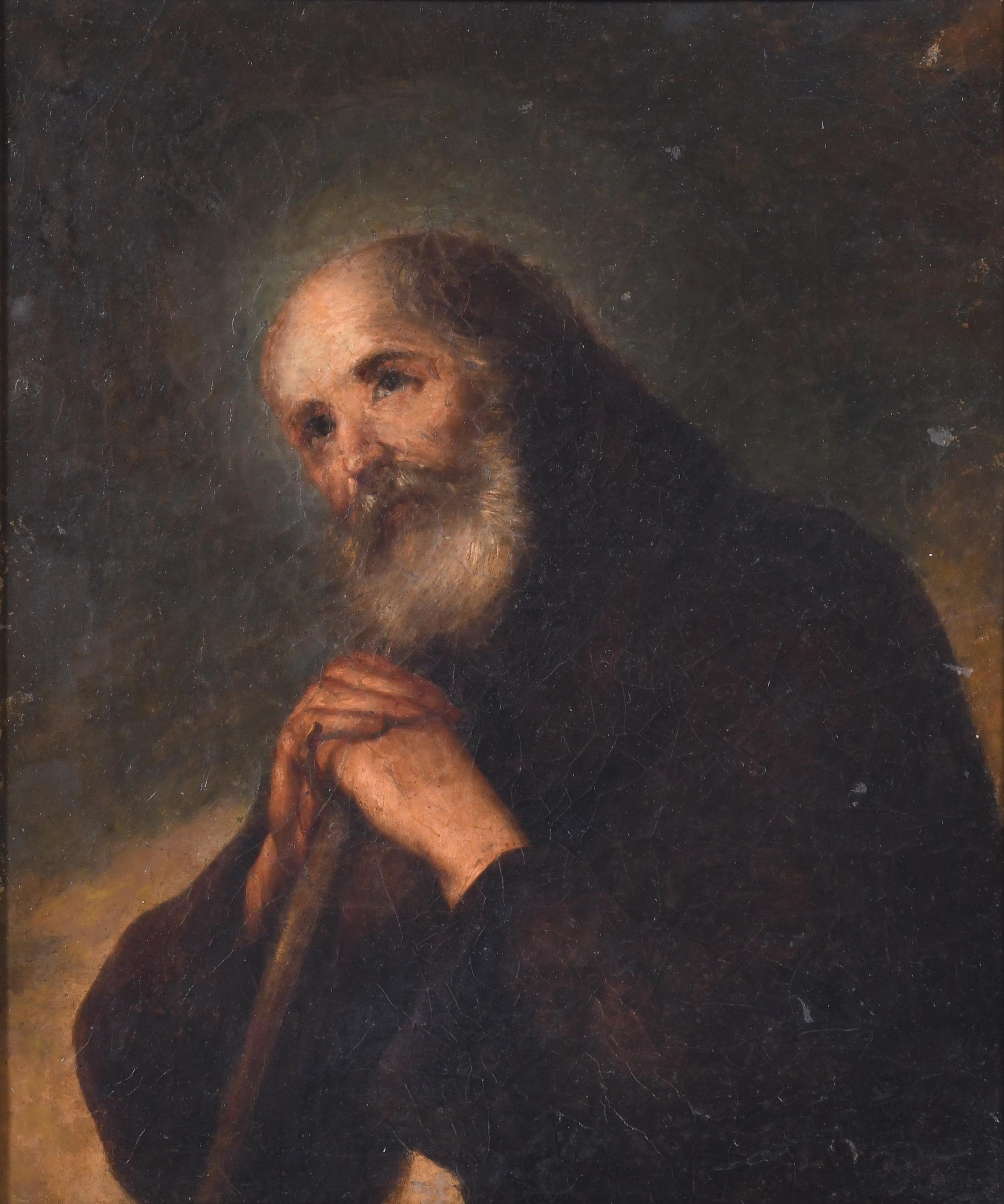 18TH CENTURY, SPANISH SCHOOL. "SAINT FRANCIS IN PRAYER".