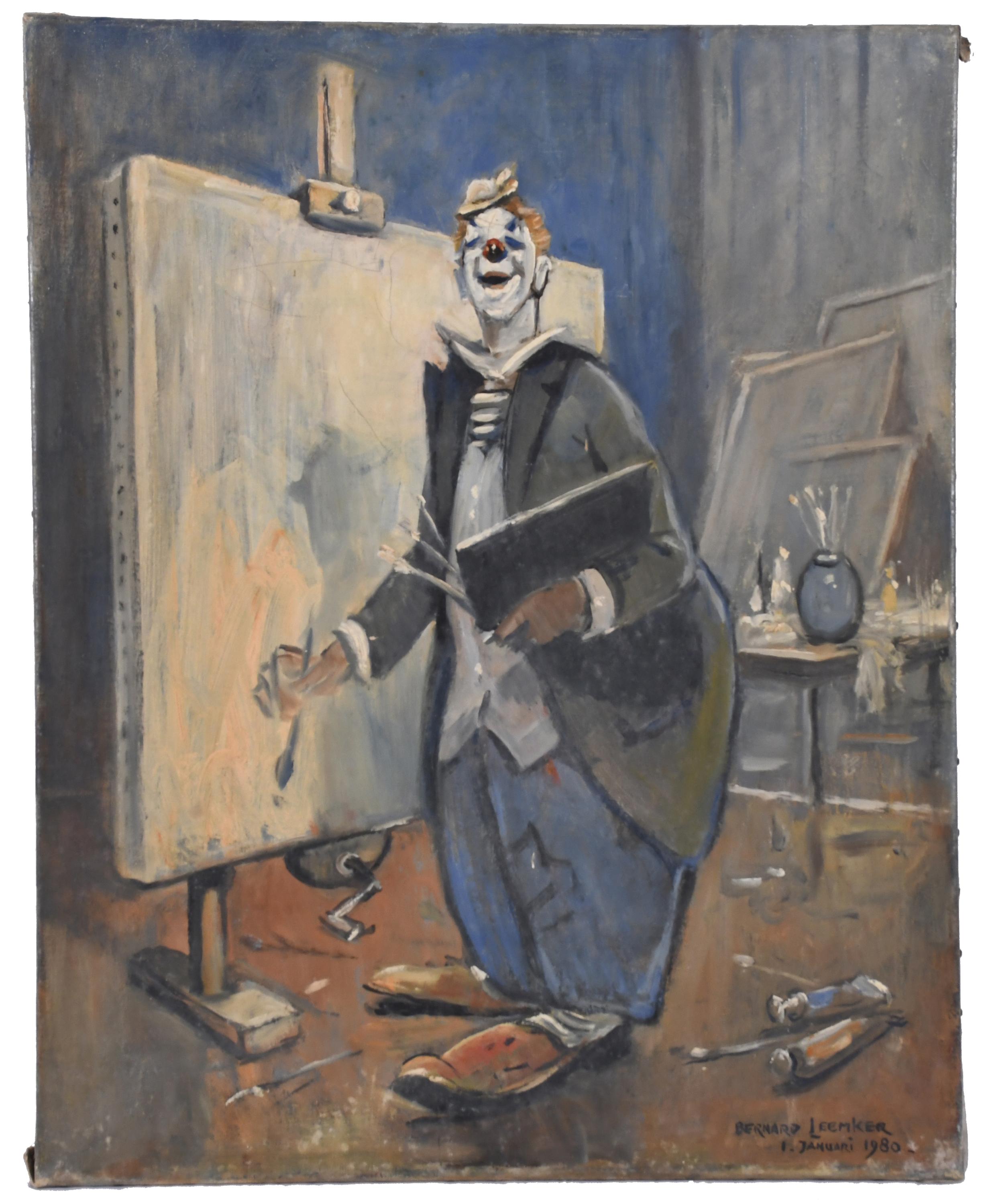 BERNARD LEEMKER (1899-1990).  "CLOWN PAINTING", 1980.