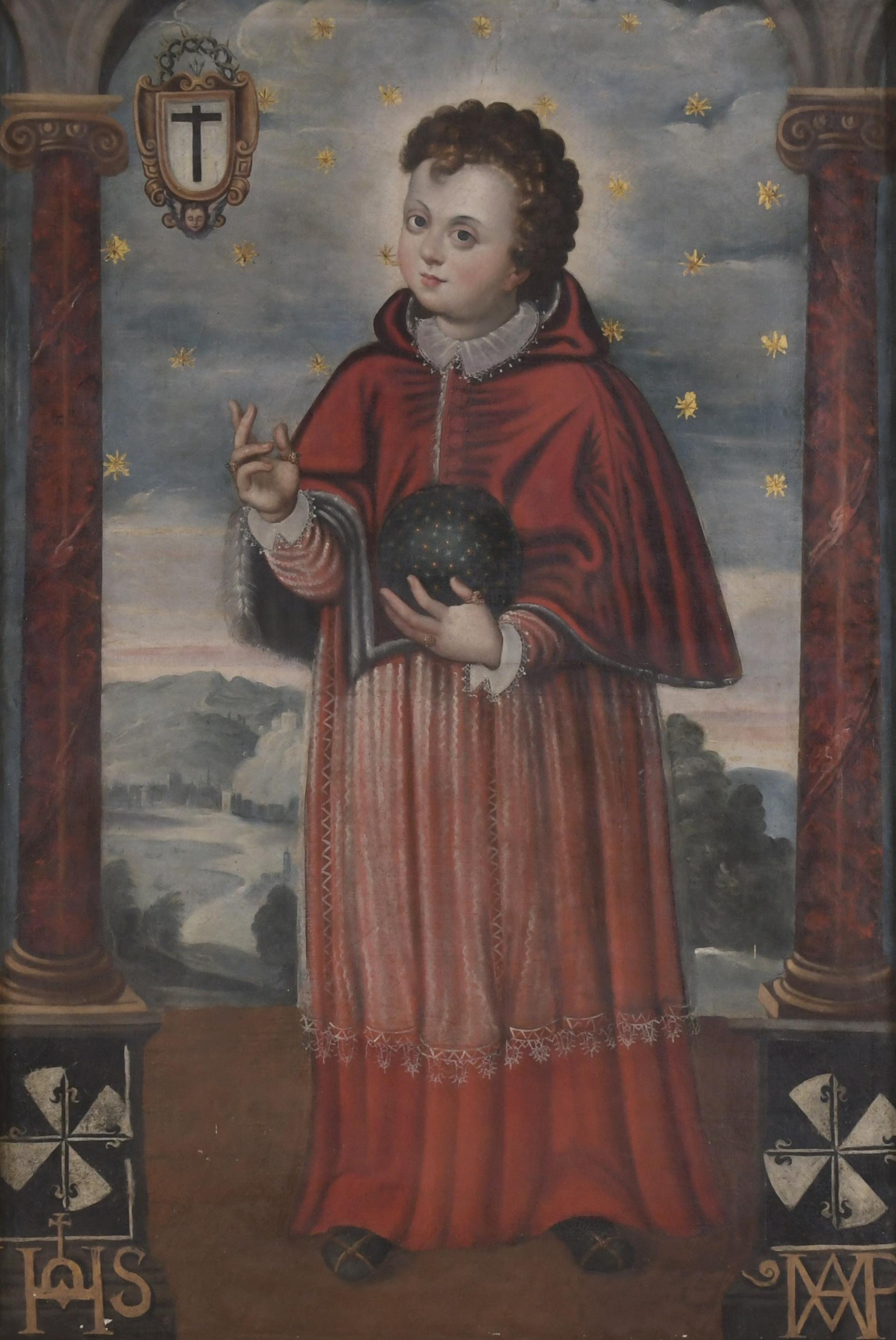 17TH CENTURY SPANISH SCHOOL.  "SALVATOR MUNDI AS A CHILD".