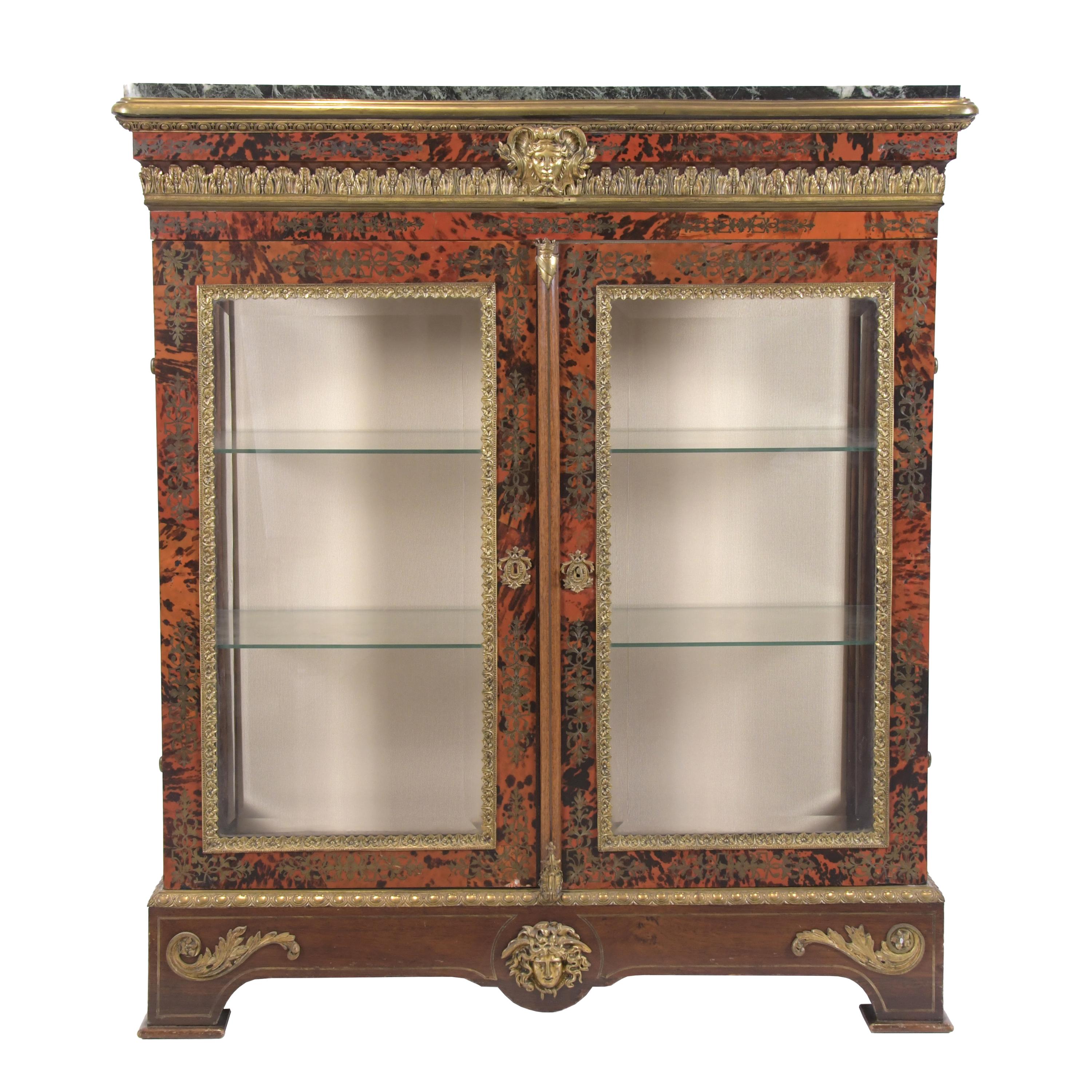 NAPOLEON III DISPLAY CABINET WITH BOULLE MARQUETRY.