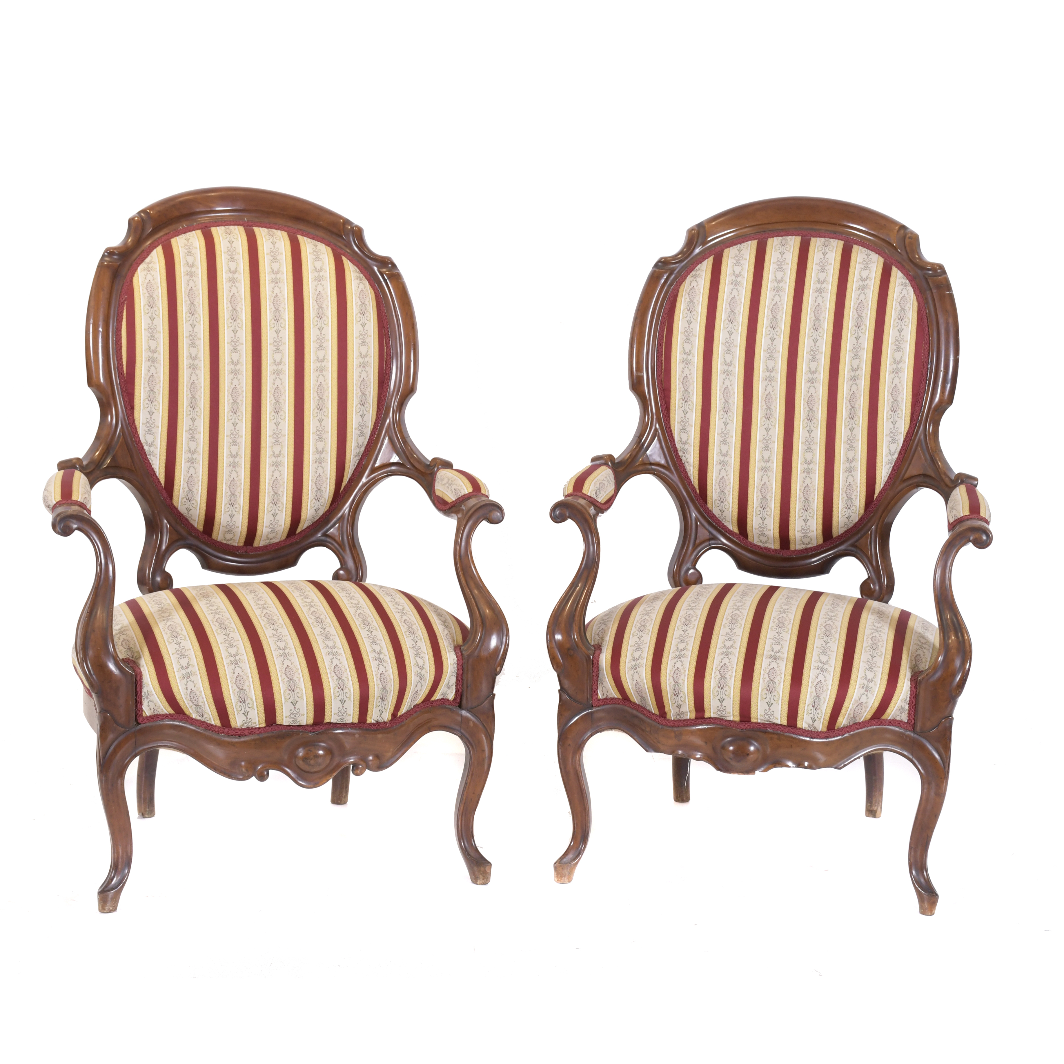 PAIR OF ELIZABETHAN ARMCHAIRS.