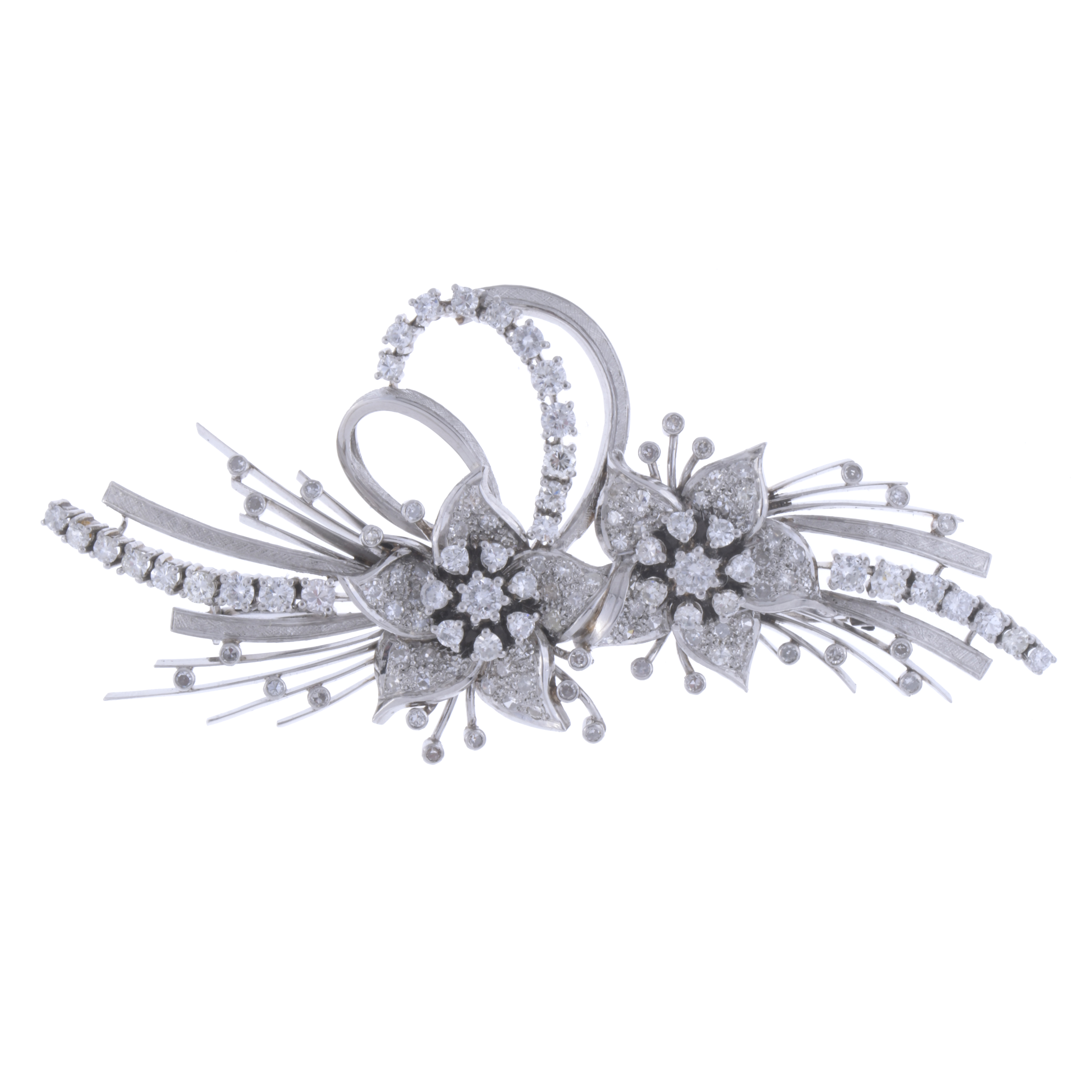 FLORAL BROOCH WITH DIAMONDS, 1970&#39;S.