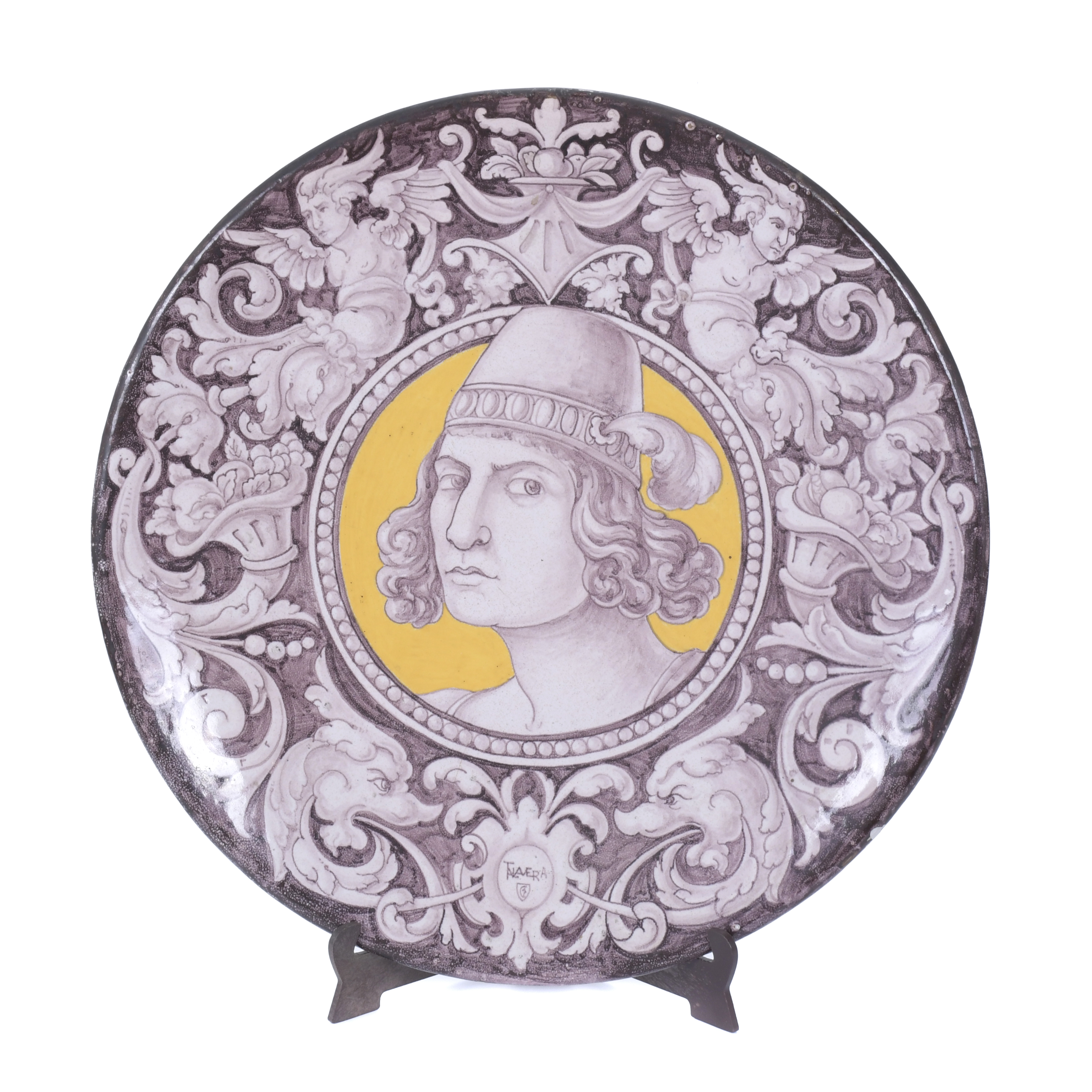 LARGE DISH IN TALAVERA CERAMIC, AFTER ITALIAN MODELS, 20TH 