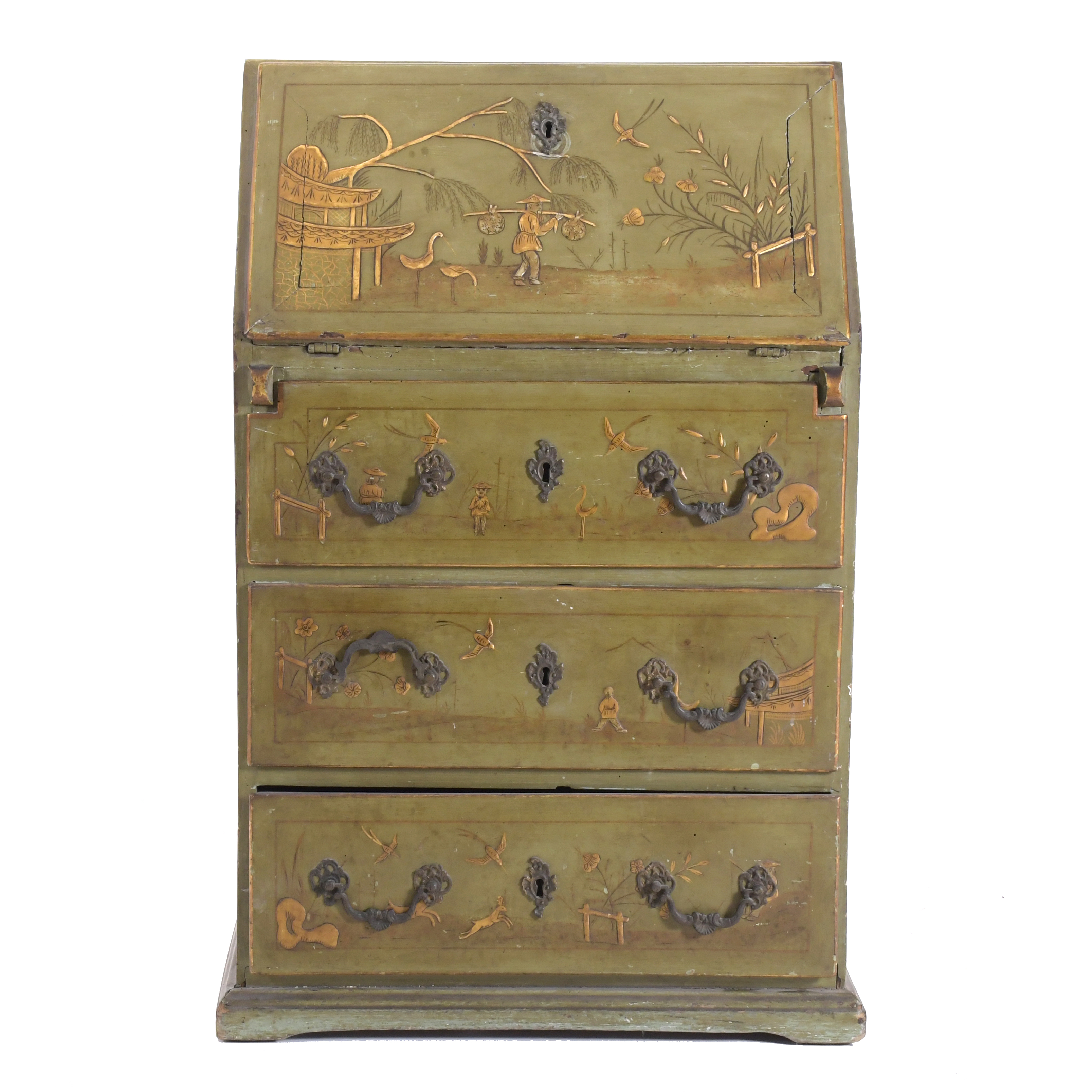 QUEEN ANNE STYLE FILING CABINET WITH CHINOISERIE DECORATION