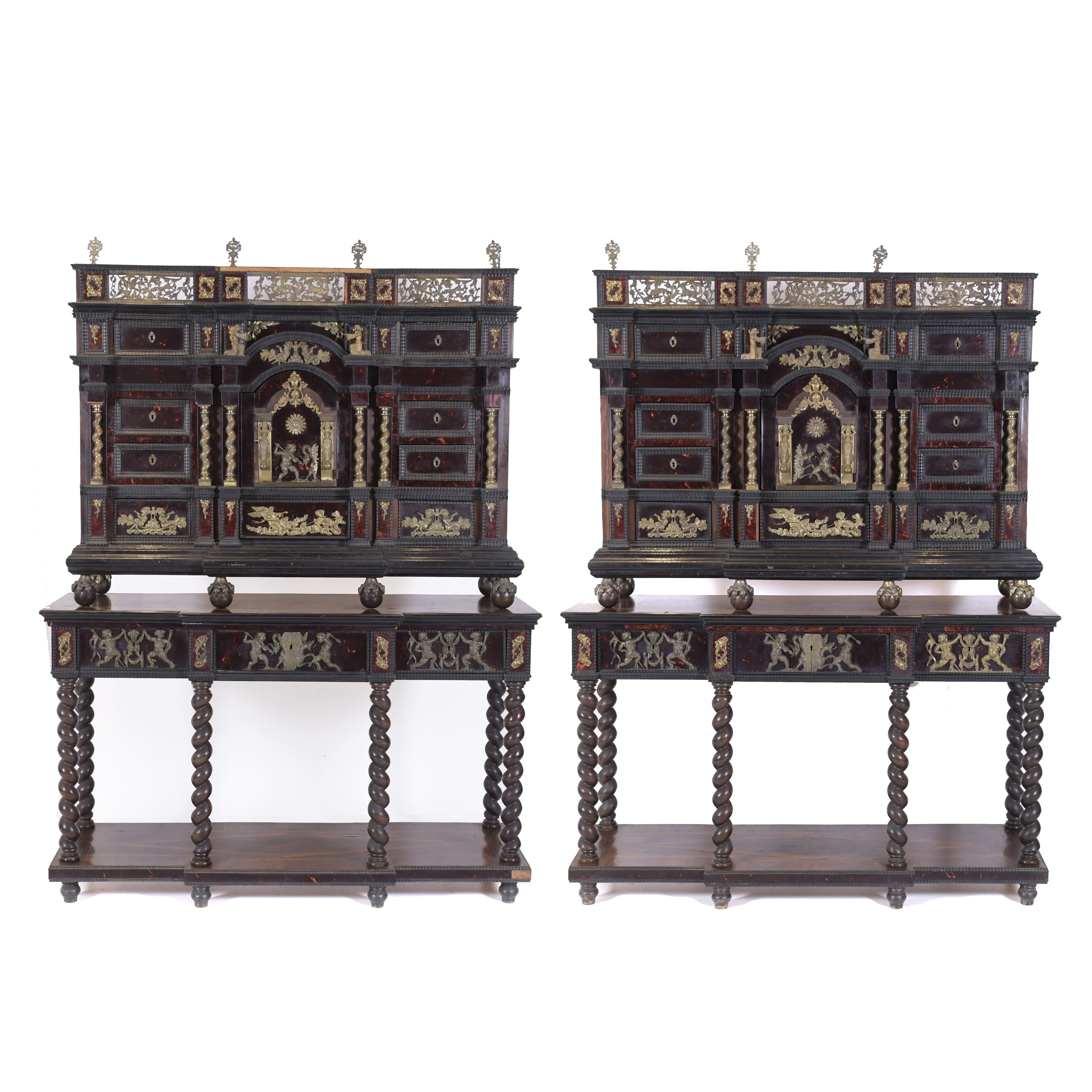 PAIR OF CABINETS ON CONSOLES, MANNERIST STYLE, 20TH CENTURY.