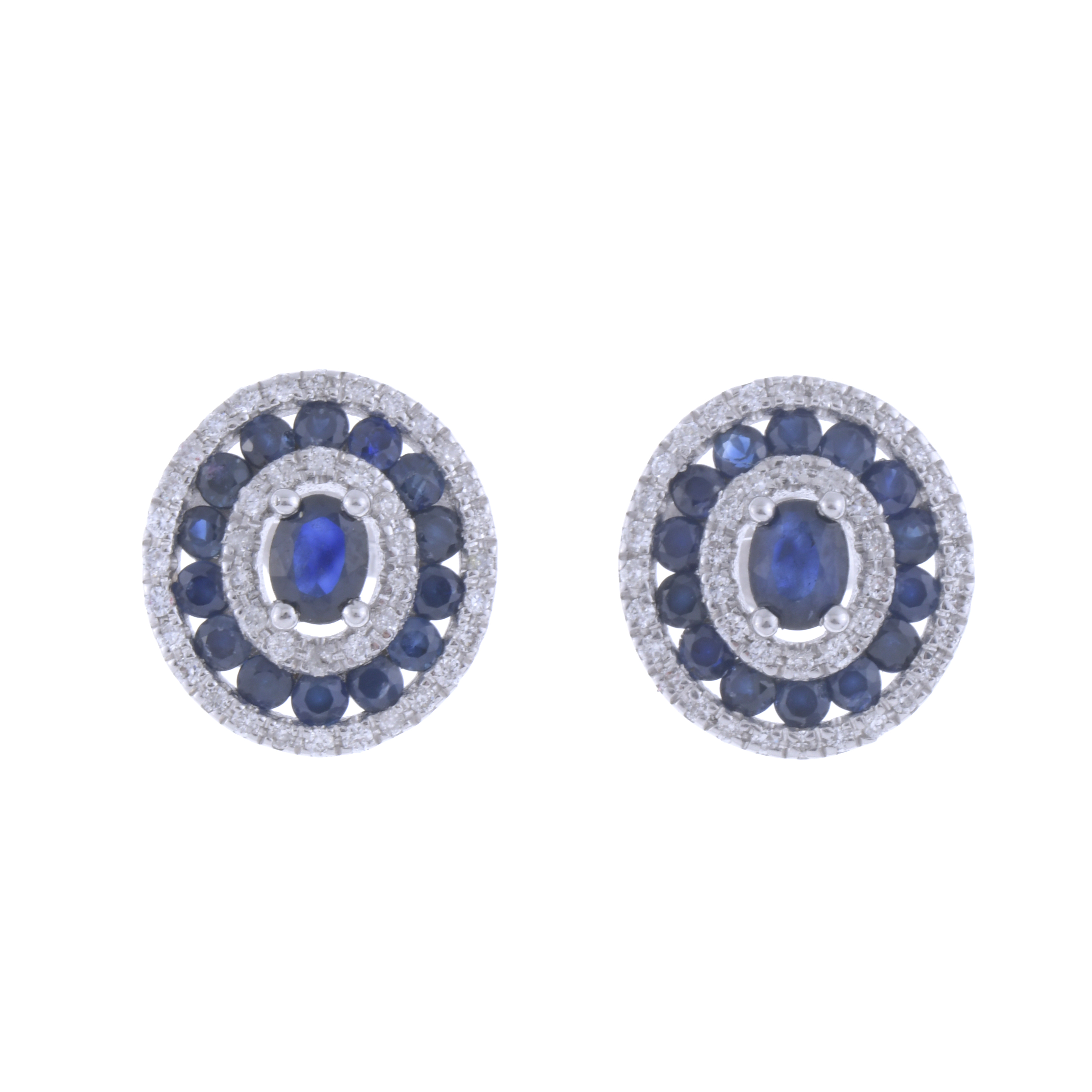 BIRD&#39;S EYE EARRINGS WITH SAPPHIRES AND DIAMONDS.