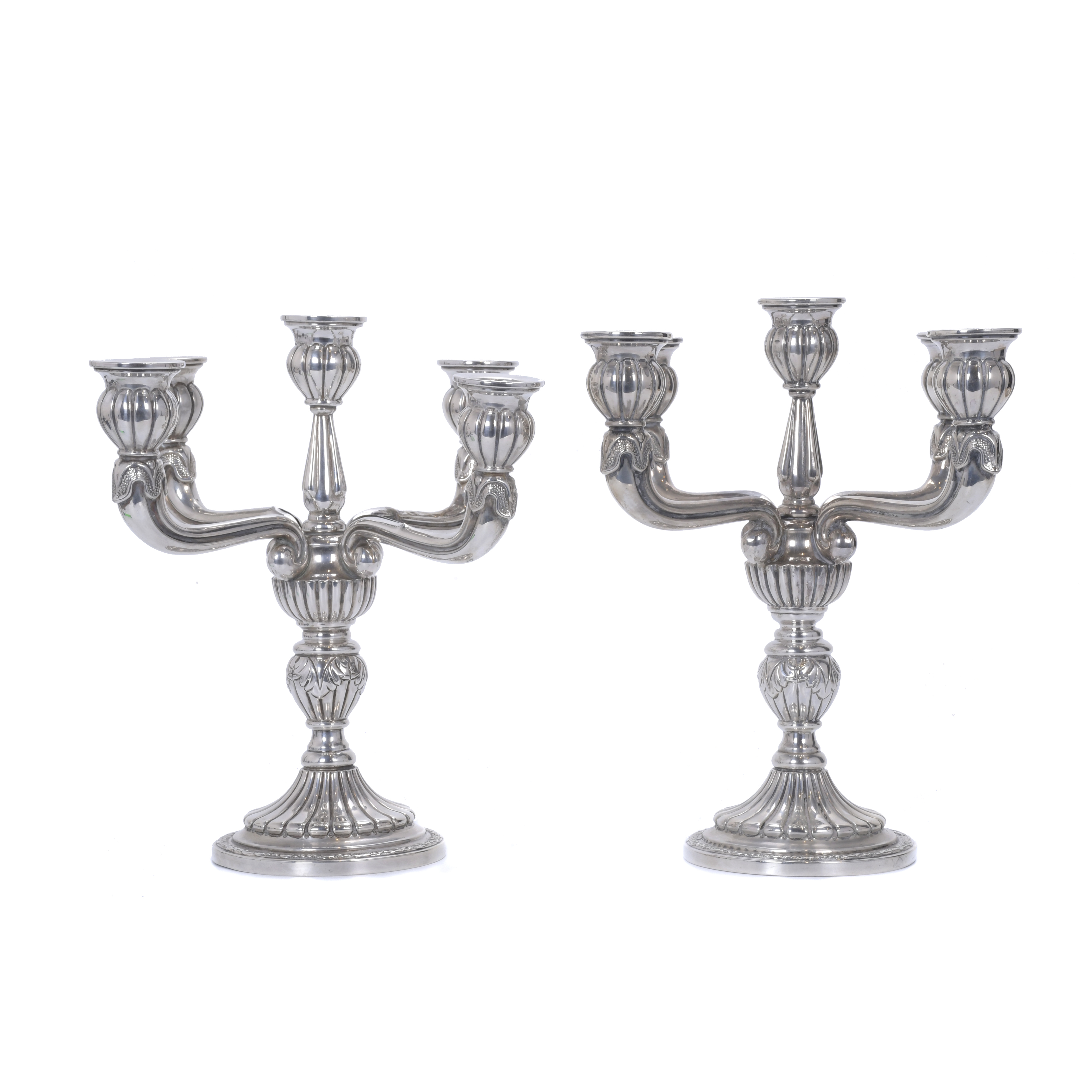 PAIR OF SILVER CANDELABRA, SECOND HALF OF THE 20TH CENTURY. 