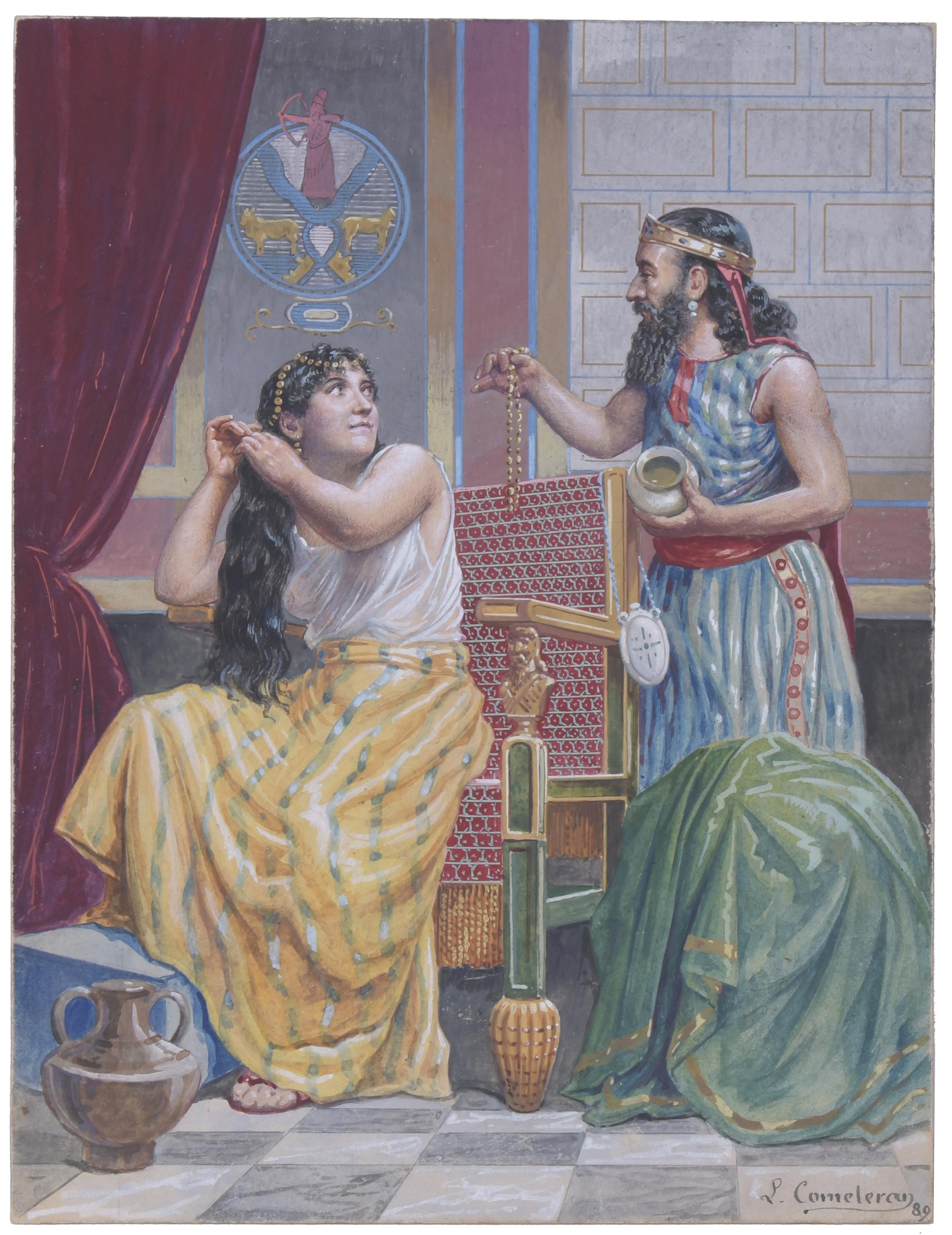 LLEÒ COMELERAN  (1830-?). "ORIENTAL-LIKE SCENE", 1889.