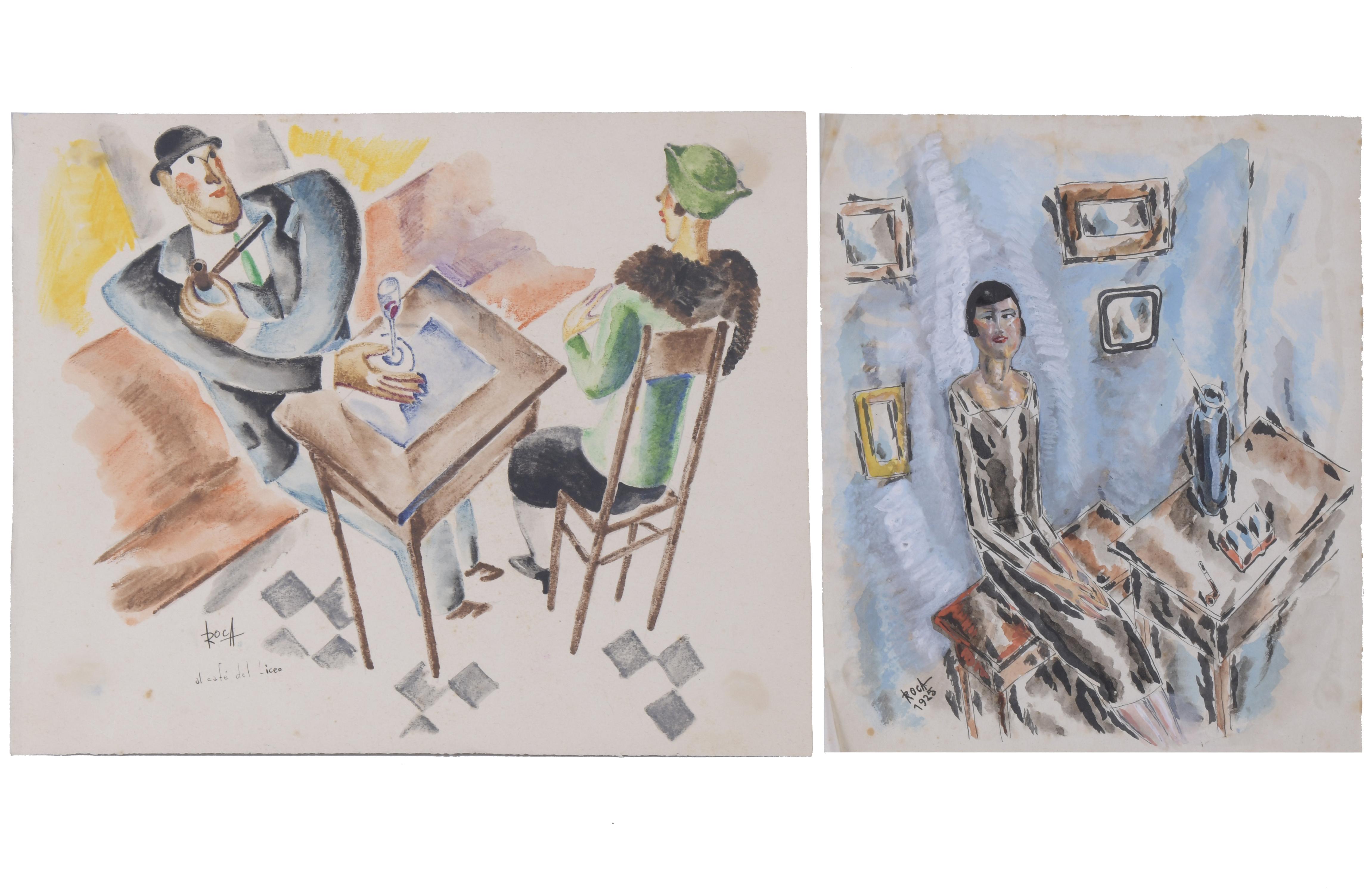 ANTONI ROCA MARISTANY (1895-1977).  Pair of drawings. "AT T