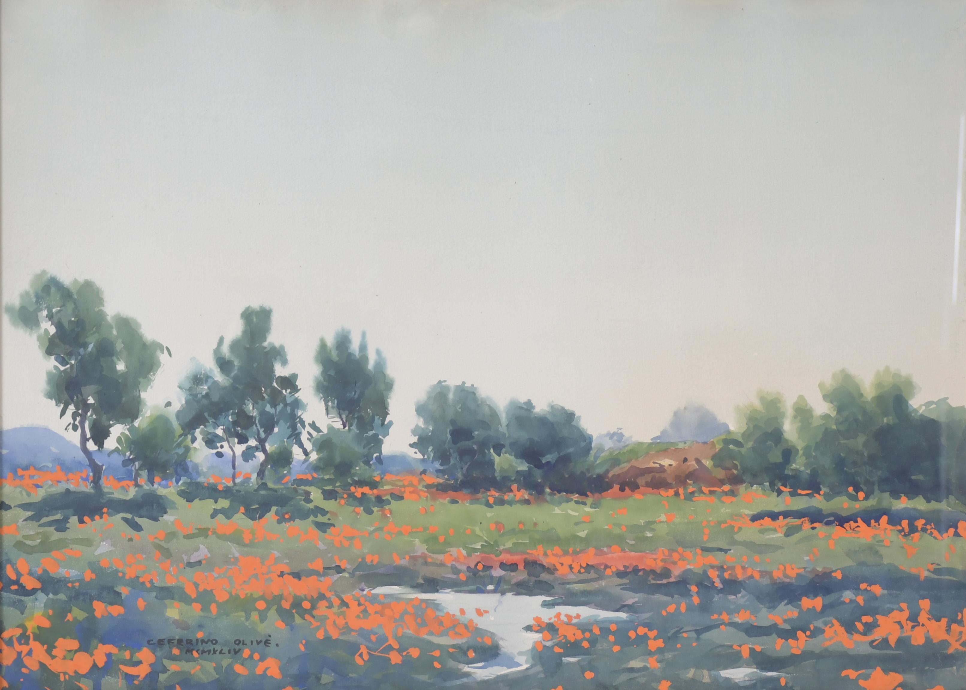 CEFERINO OLIVÉ (1907-1995).  "FIELD OF POPPIES", 1944.