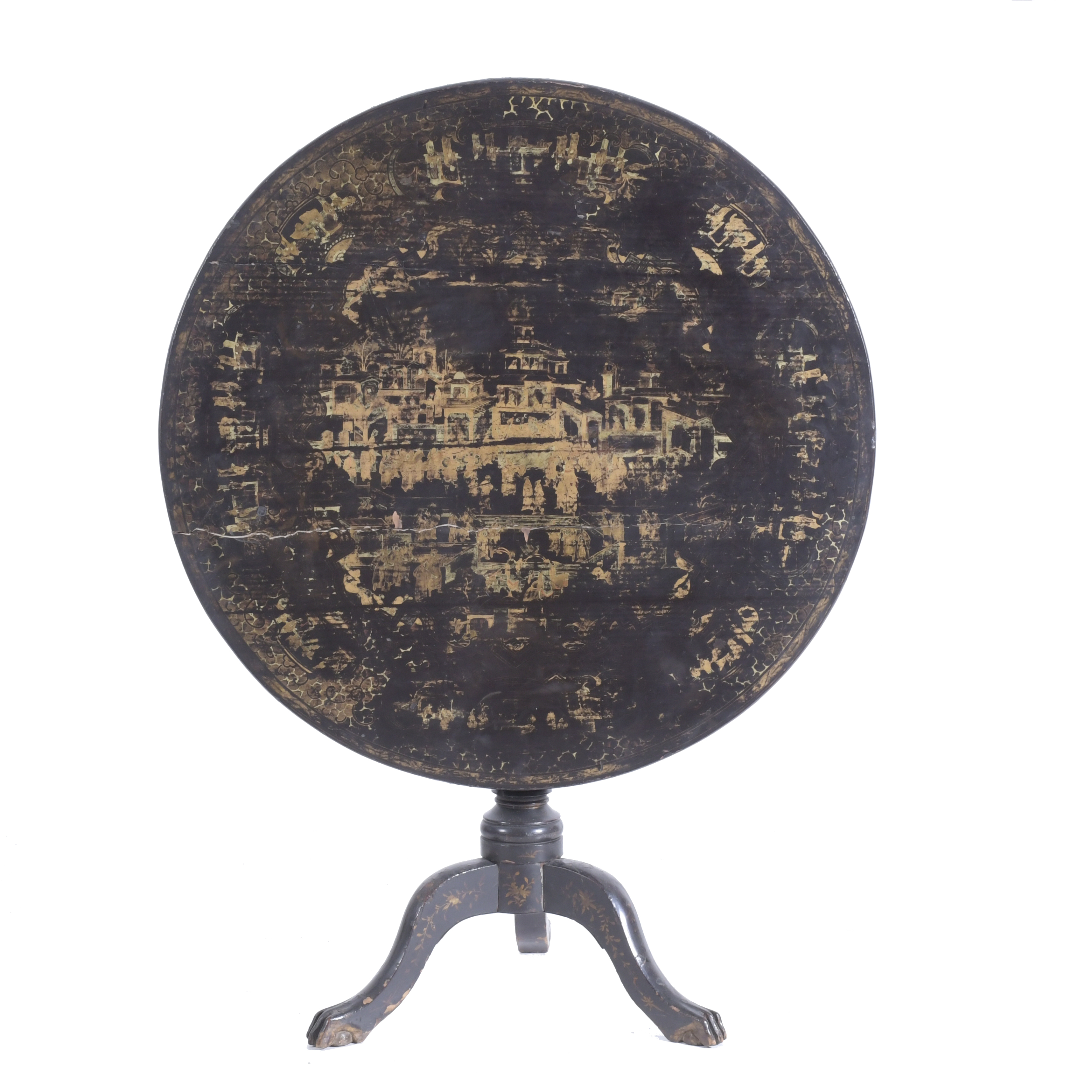 EDWARDIAN PERIOD TILT-TOP WITH CHINOISERIE.