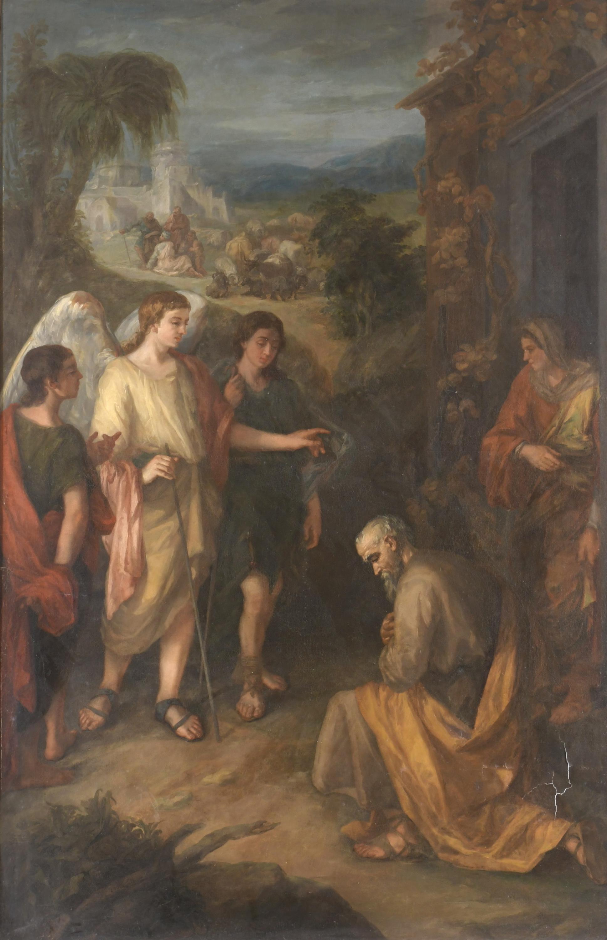 19TH CENTURY ITALIAN OR SPANISH SCHOOL. "ABRAHAM AND THE TH