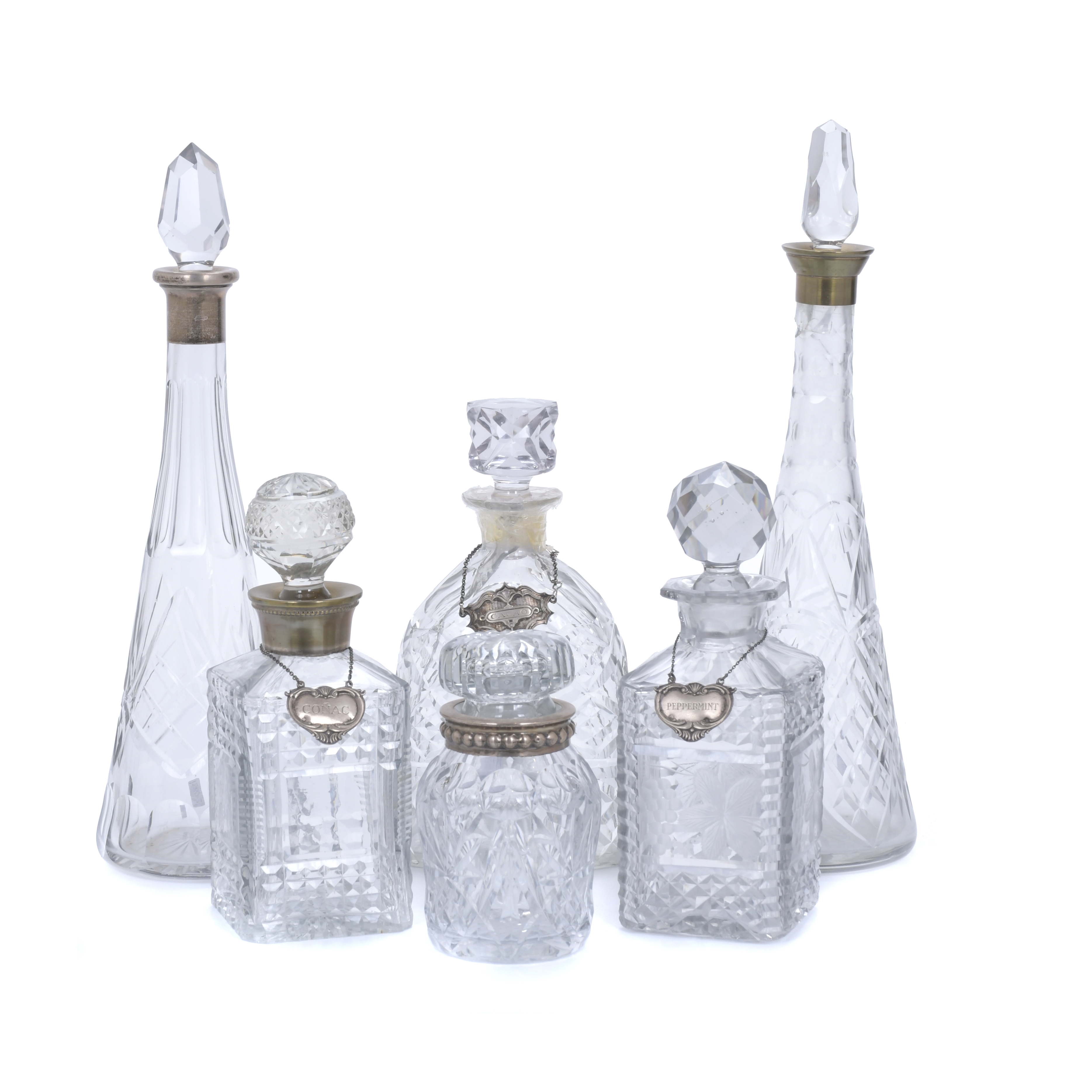 SIX LIQUOR BOTTLES, 20TH CENTURY.