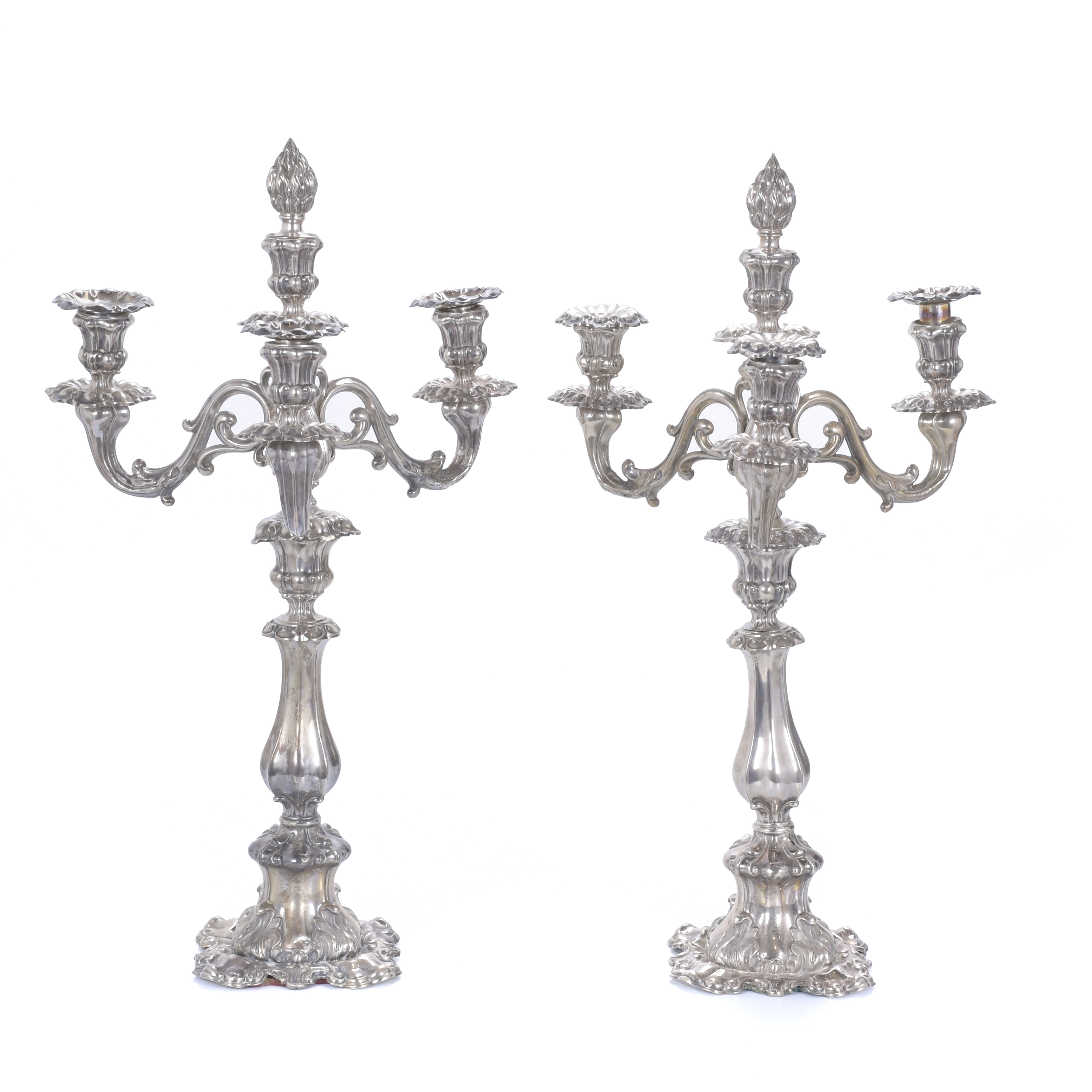 PAIR OF SILVER CANDELABRA, 20TH CENTURY.