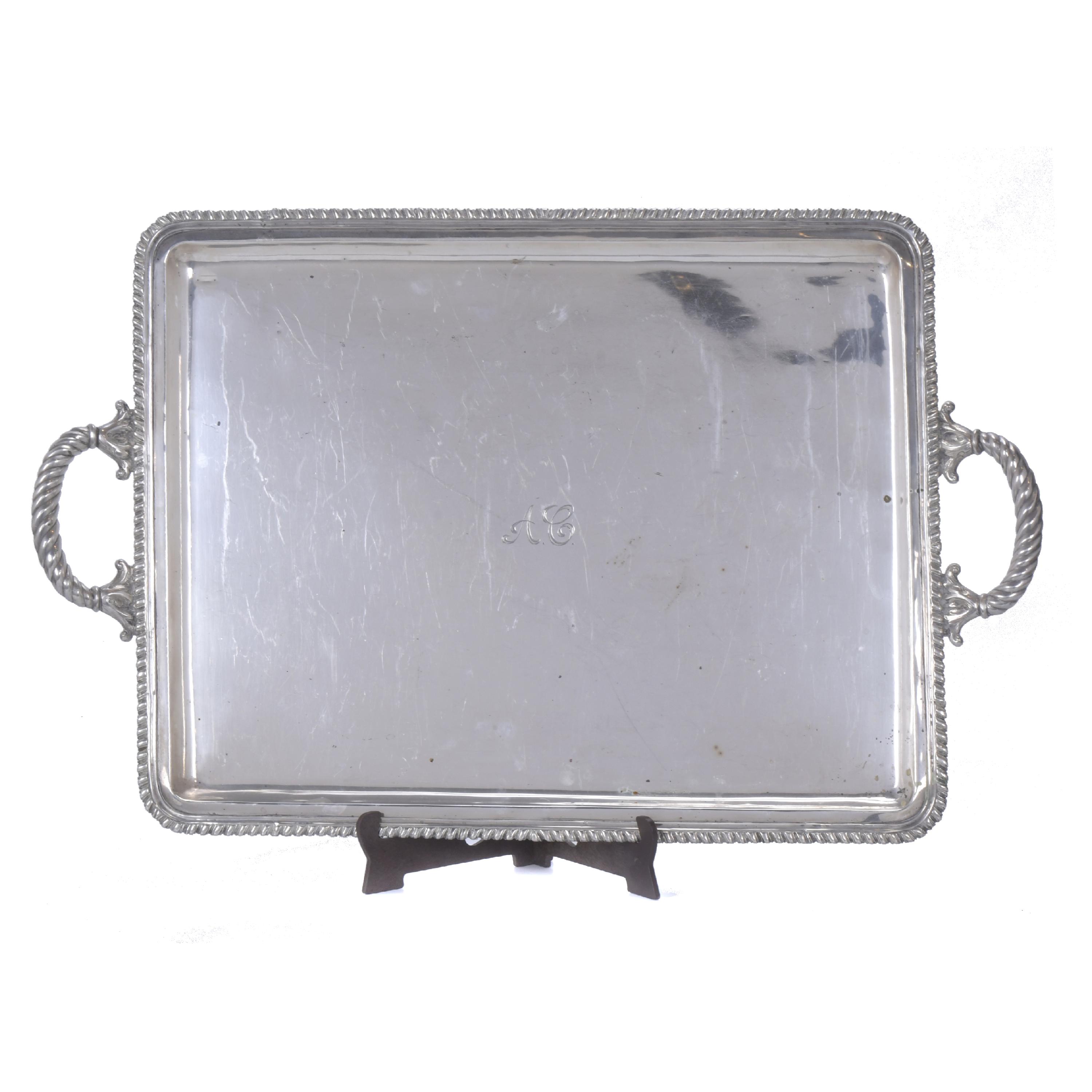 LARGE BARCELONA SILVER TRAY, 20TH CENTURY.