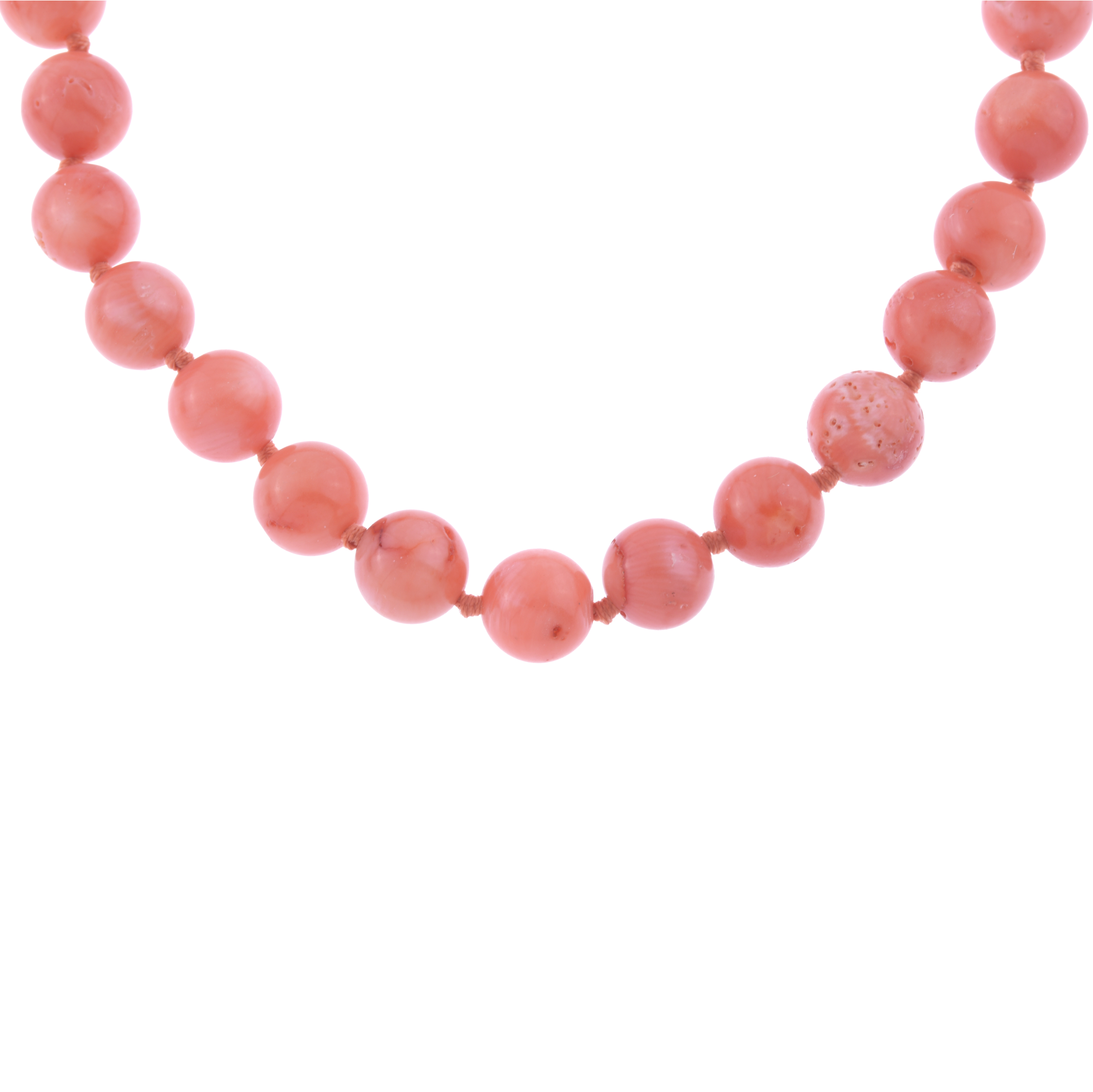 EXTRA LONG CORAL BEADS NECKLACE.