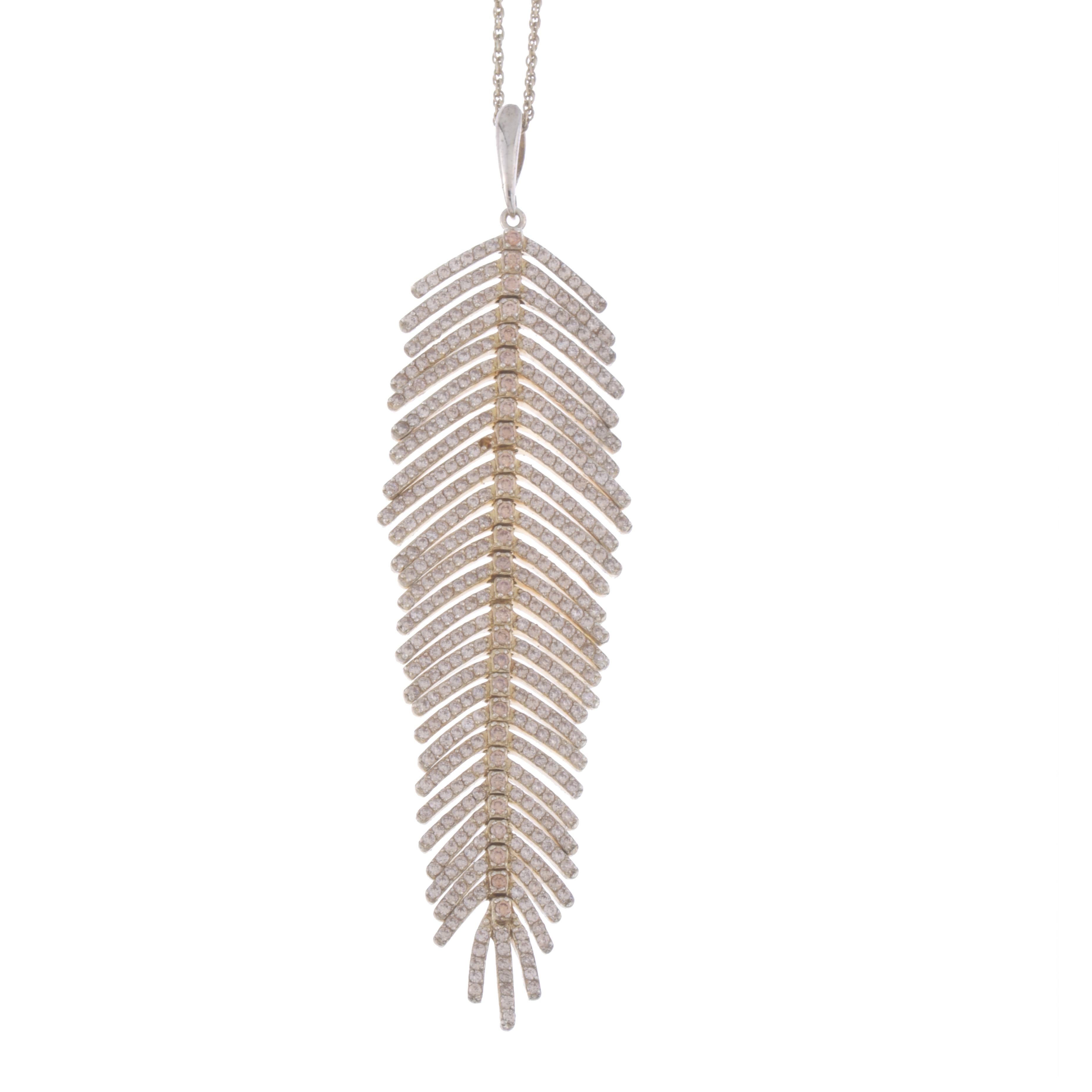 ZIRCONS FEATHER PENDANT.