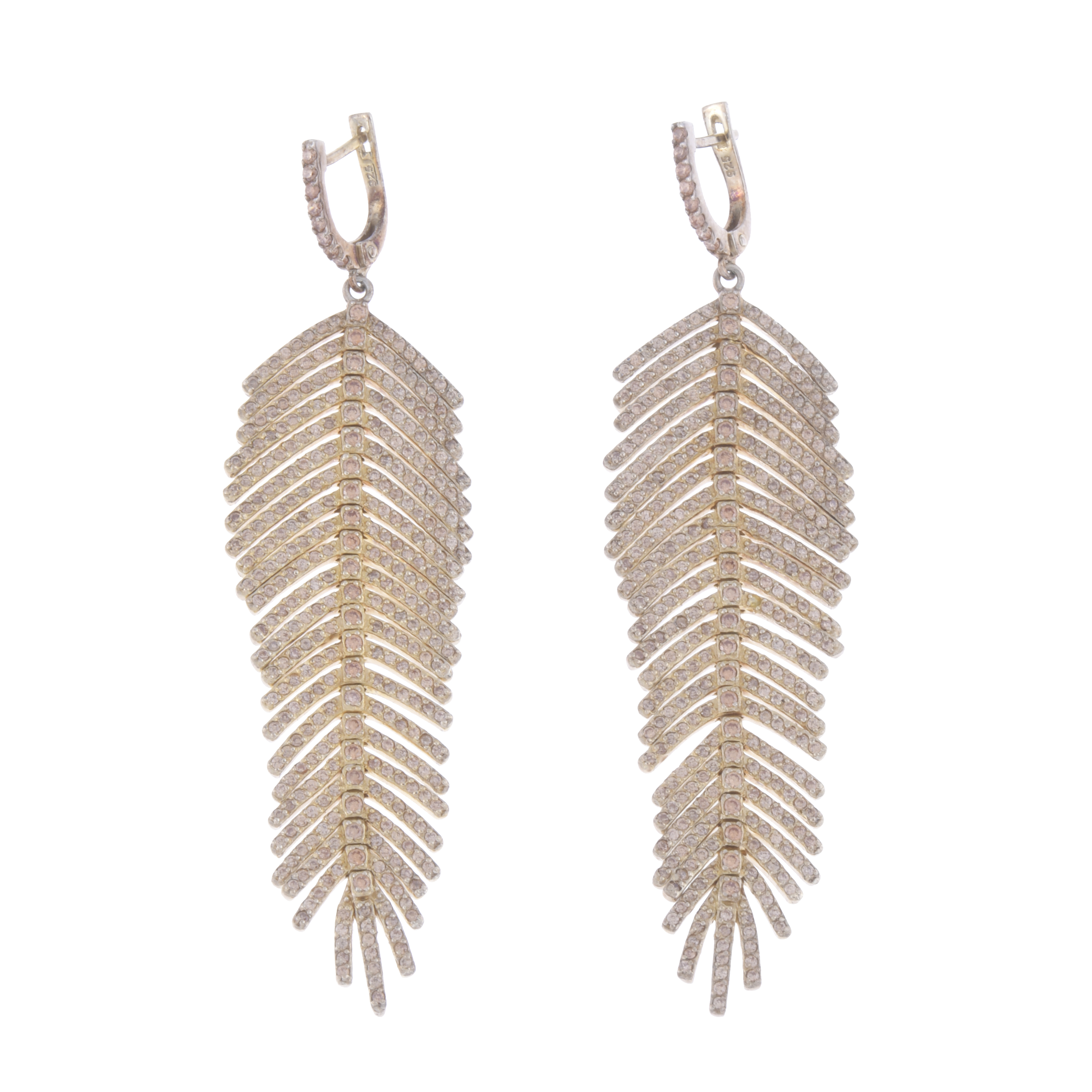 ZIRCONS FEATHER EARRINGS.