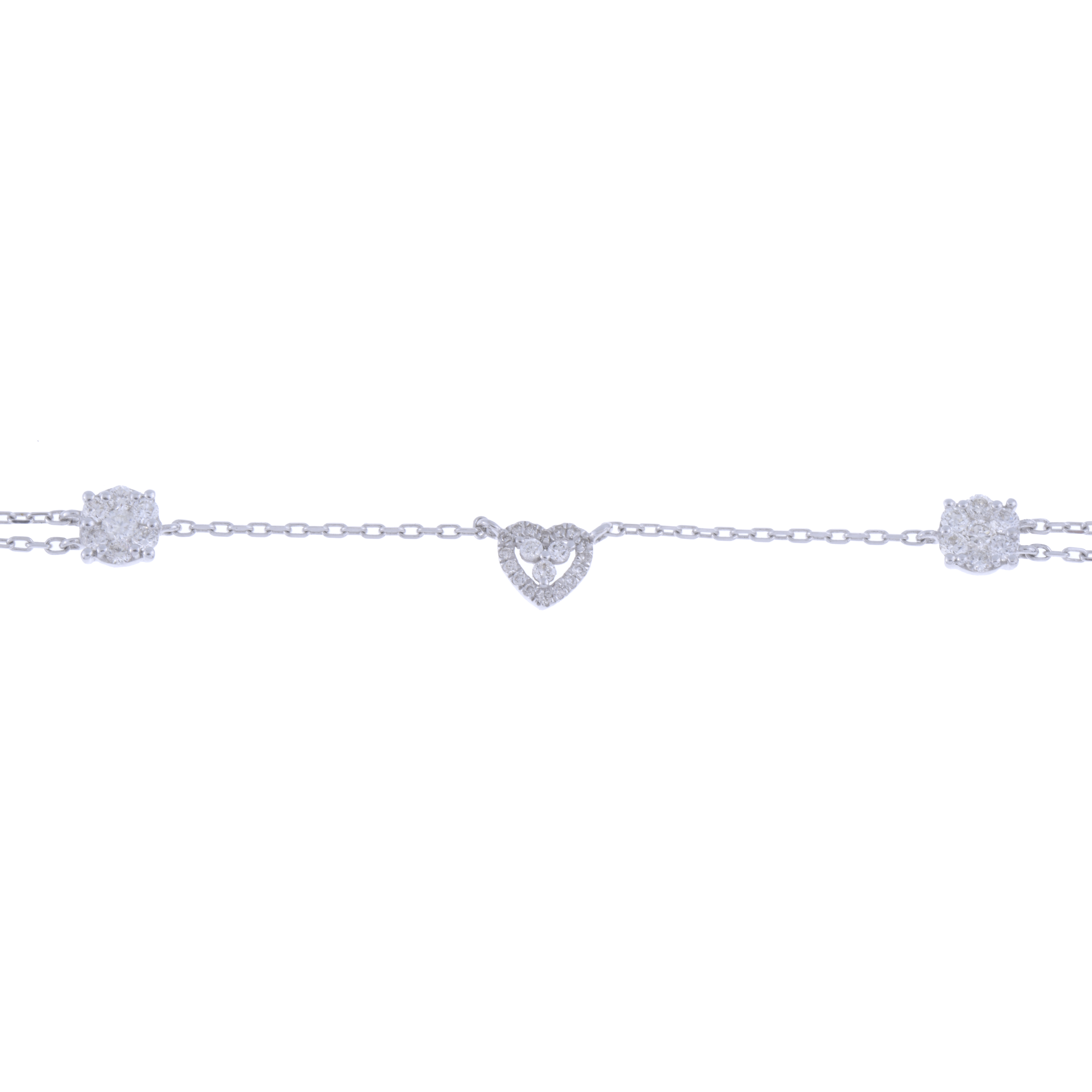 ANKLET WITH THREE DIAMONDS ROSETTES.