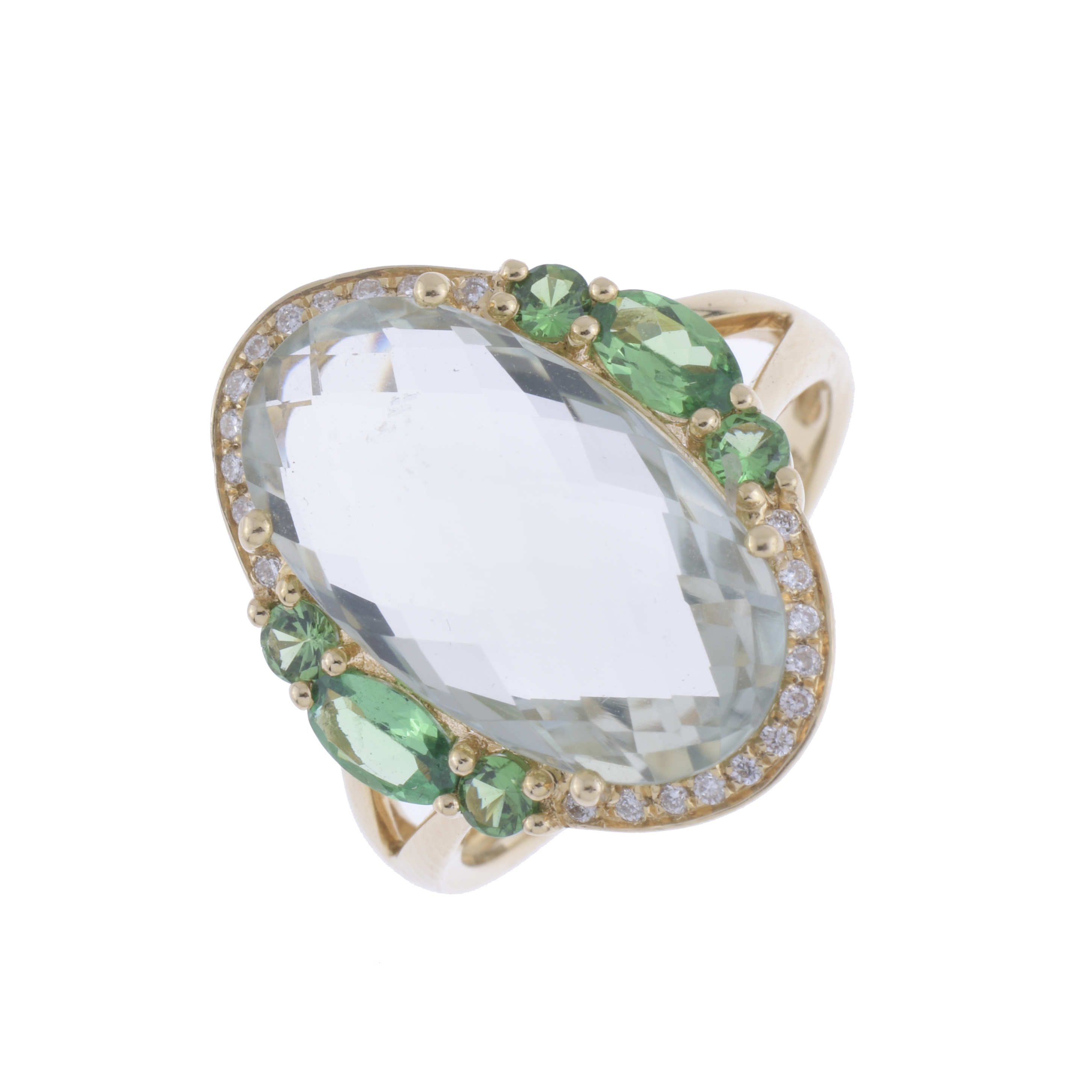 RING WITH GREEN AMETHYST.