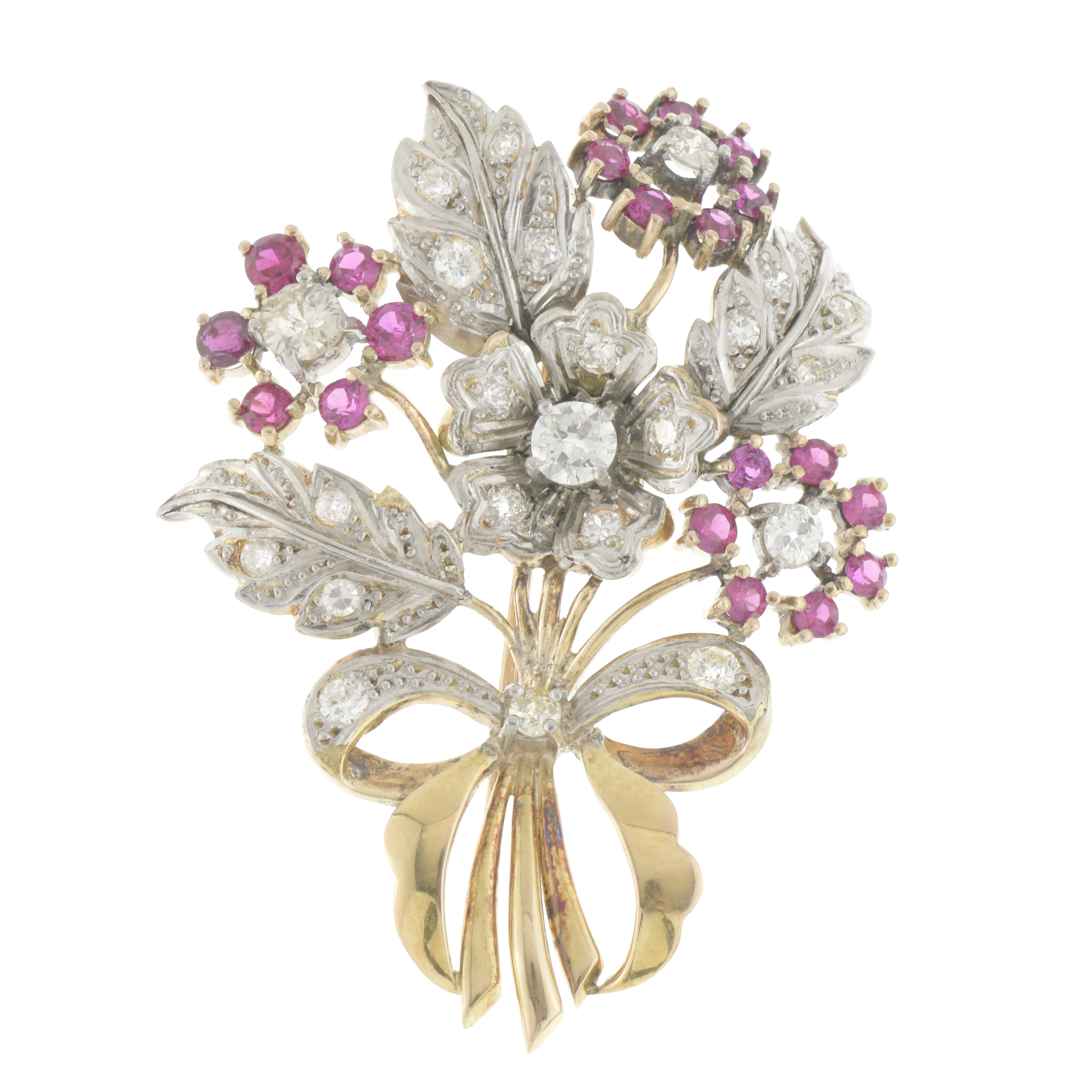 GEMSTONES FLORAL BROOCH.