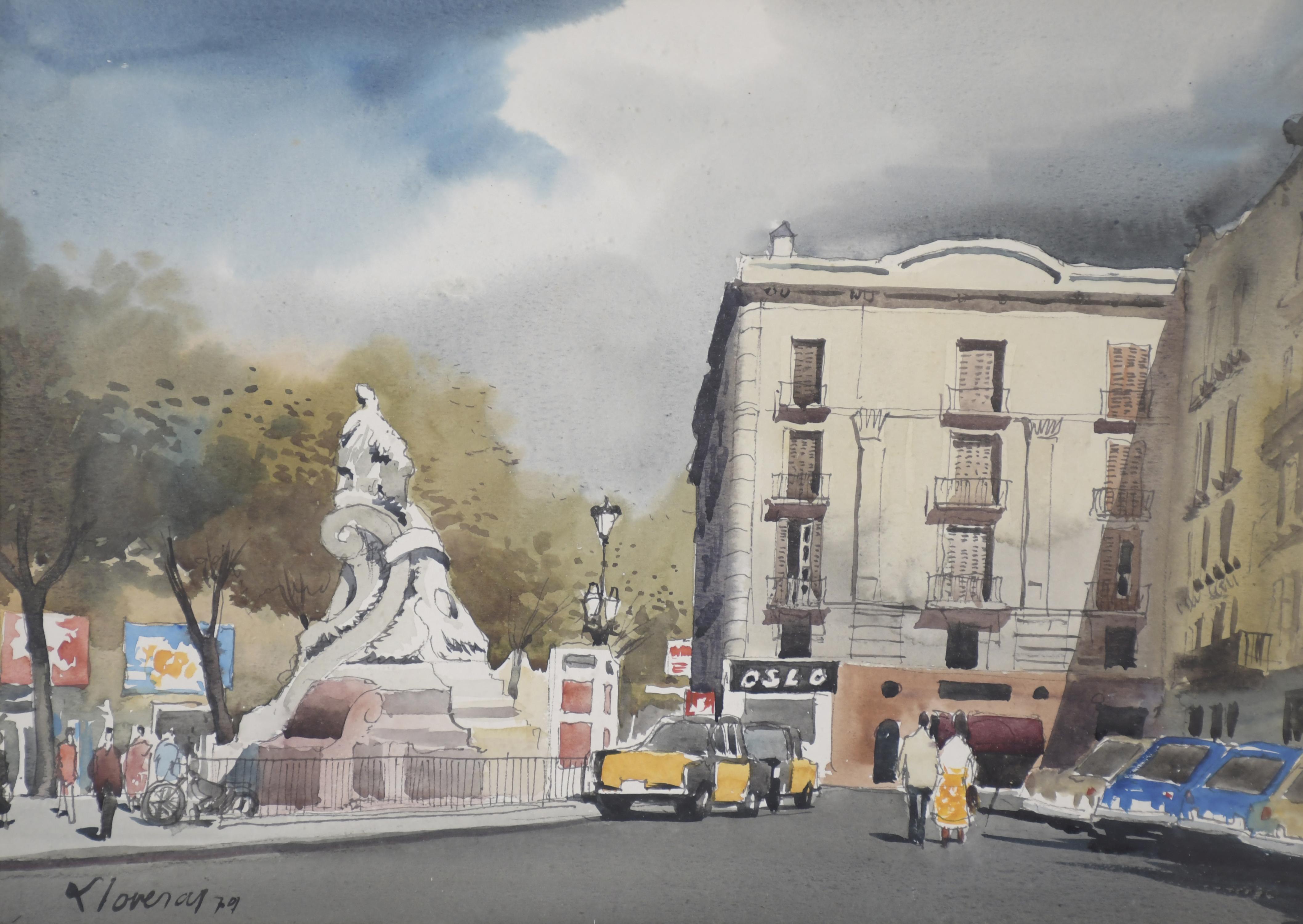 FREDERIC LLOVERAS HERRERA (1912-1983). "PLAZA DEL TEATRO IN