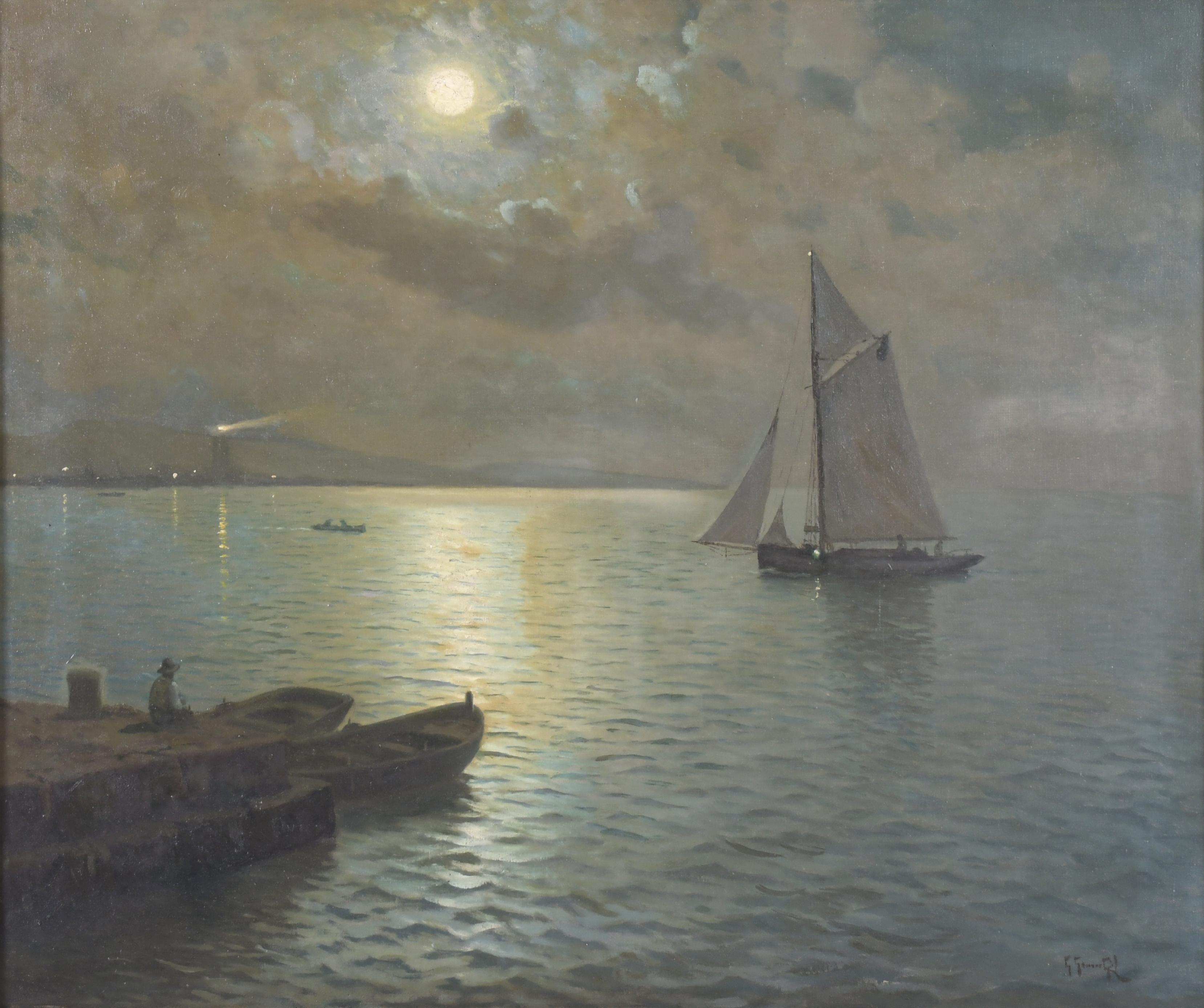 GUILLERMO GÓMEZ GIL (1862-1942). "MARINA NOCTURNA".