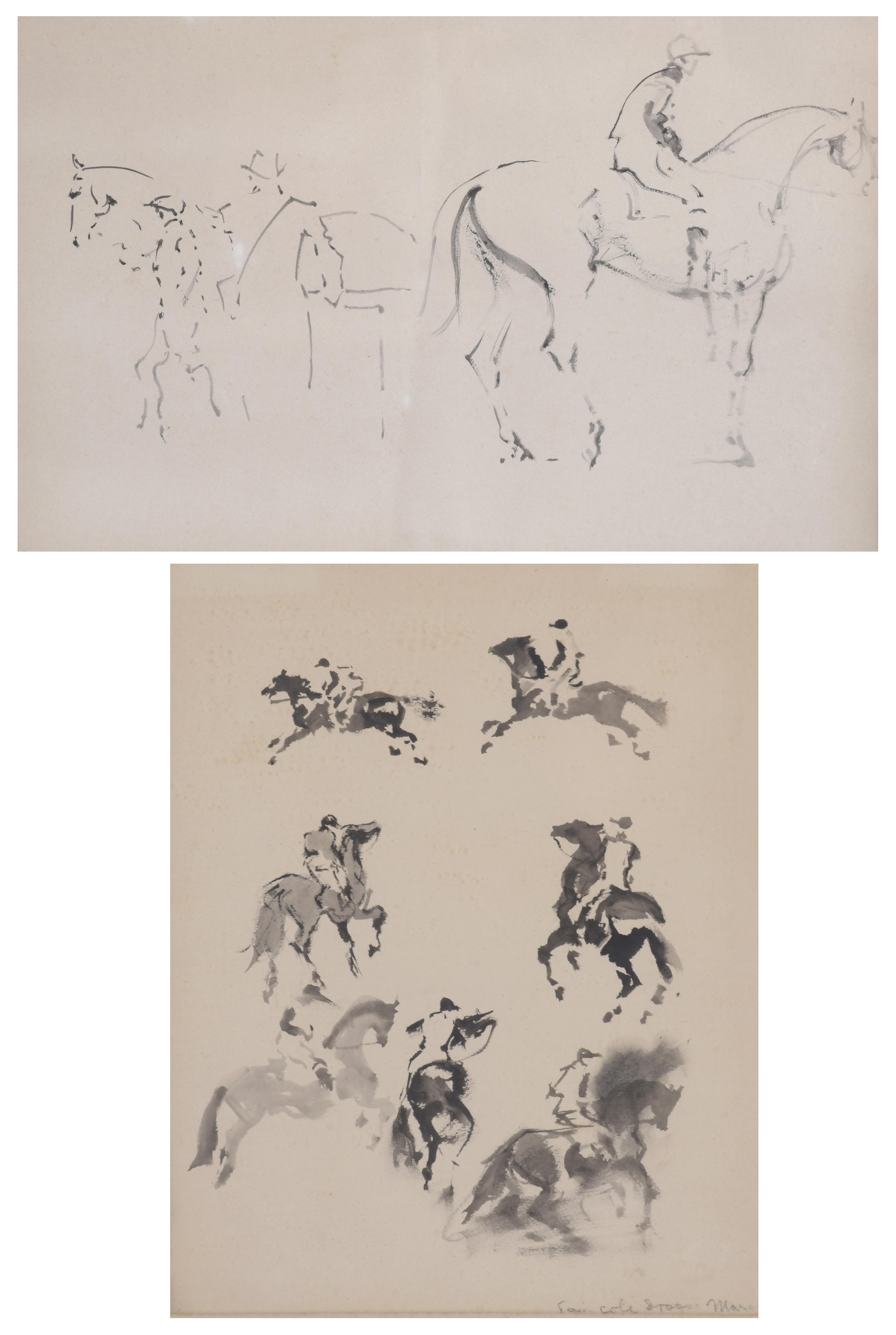 20TH CENTURY SPANISH SCHOOL. Pair of preparatory drawings f