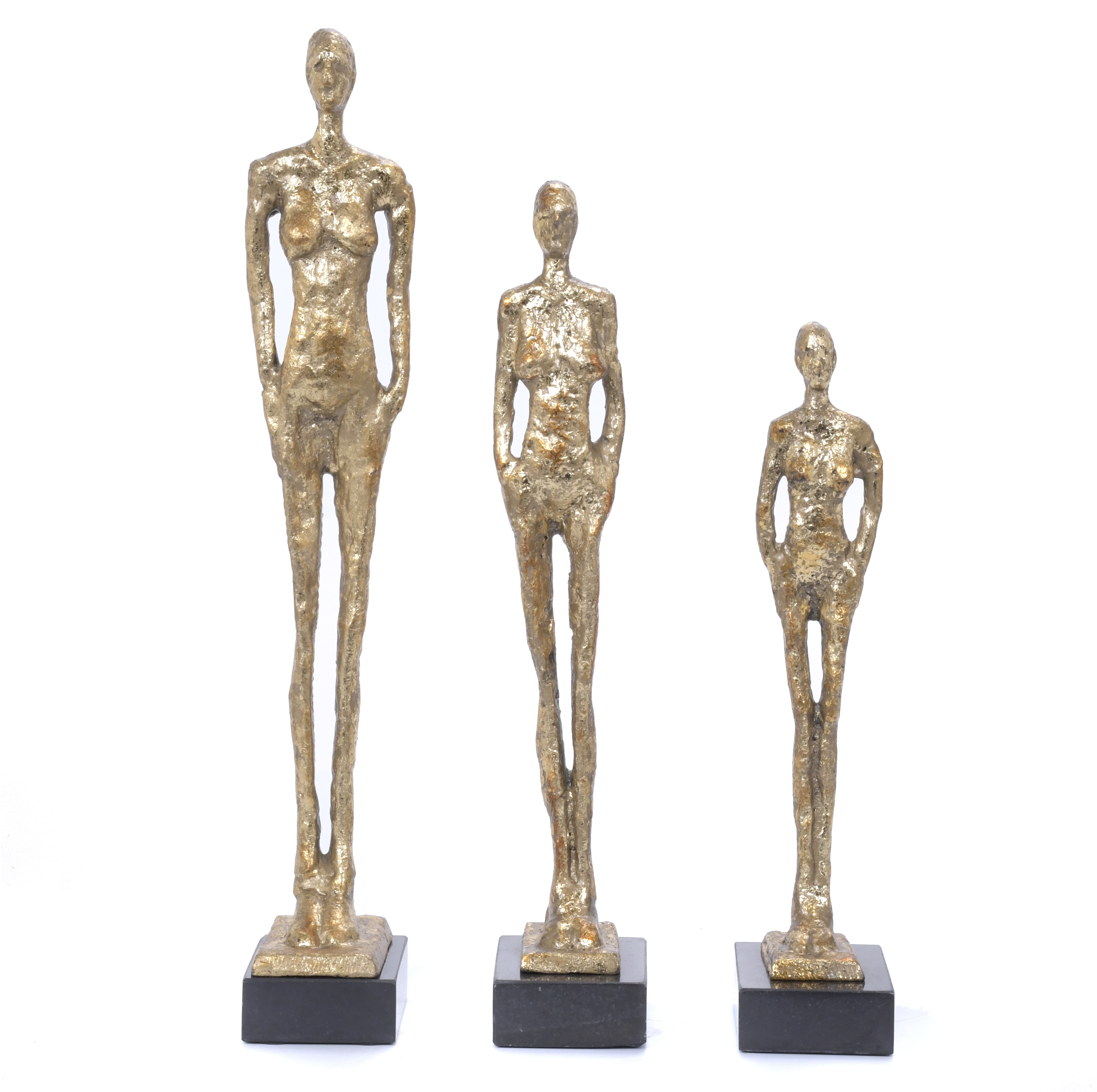 THREE FIGURES AFTER MODELS BY GIACOMETTI.