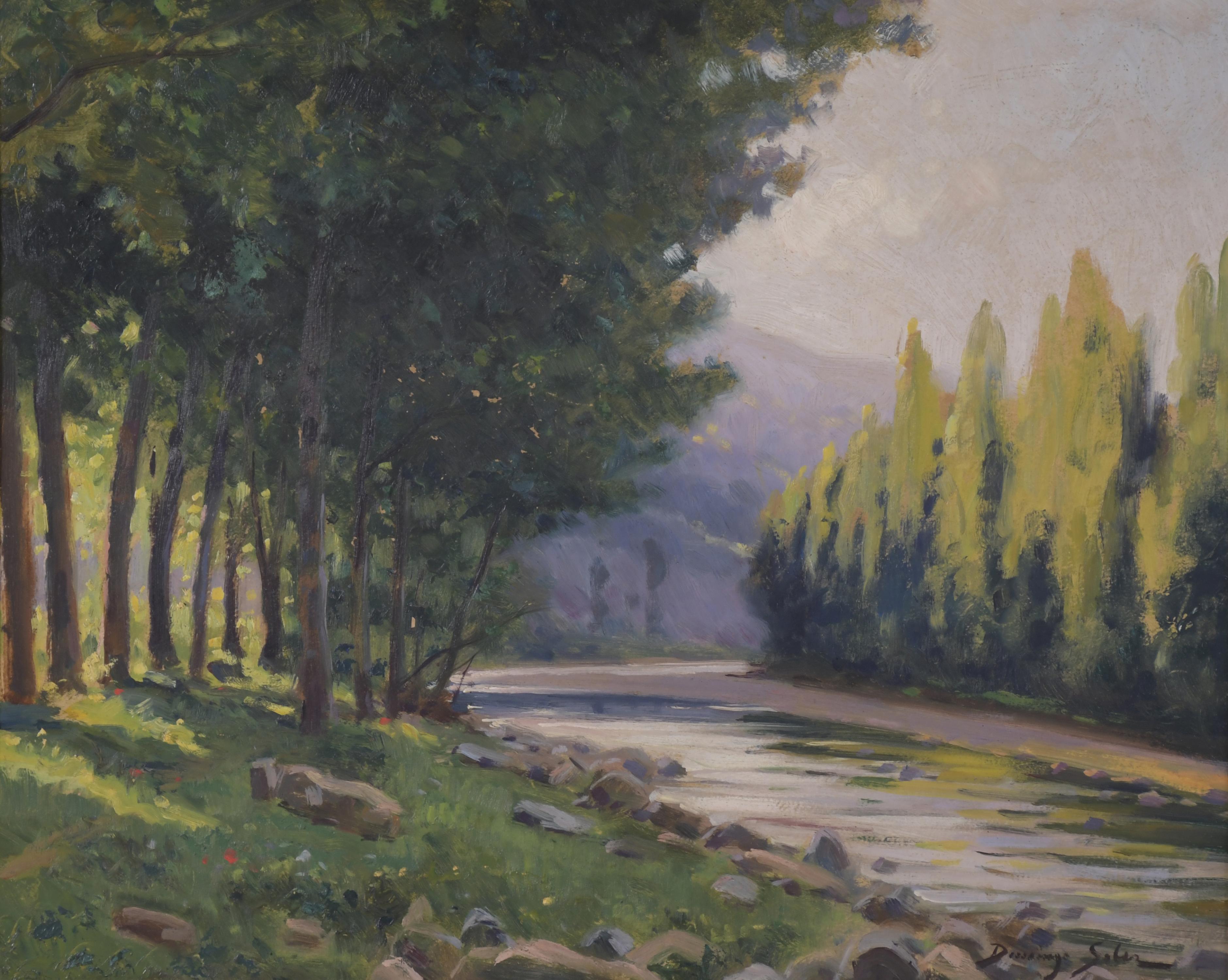 DOMINGO SOLER GILI (1871-1951). "PAISAJE CON RÍO".