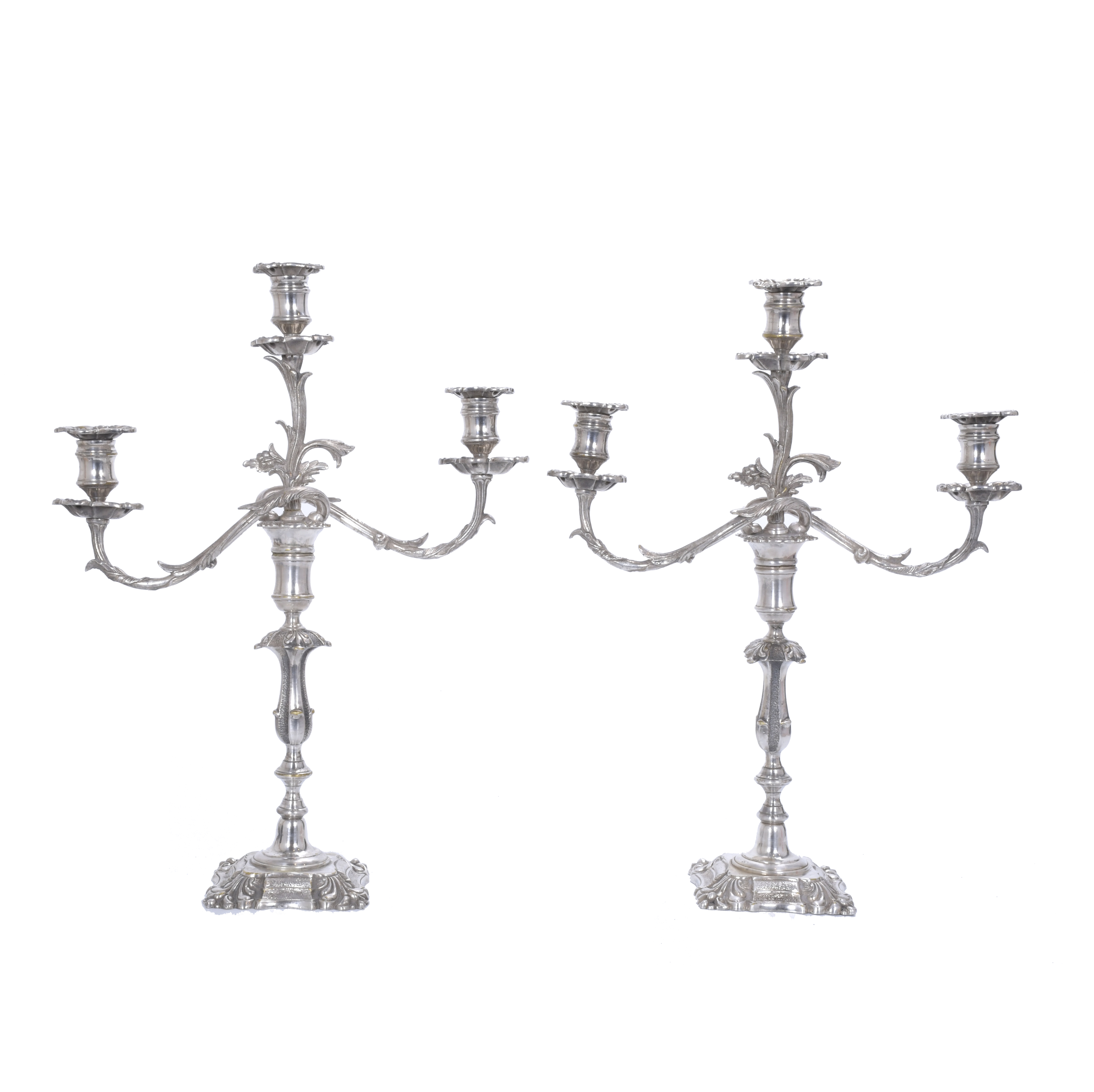 PAIR OF CANDELABRA AFTER MODELS BY CHRISTOFLE.