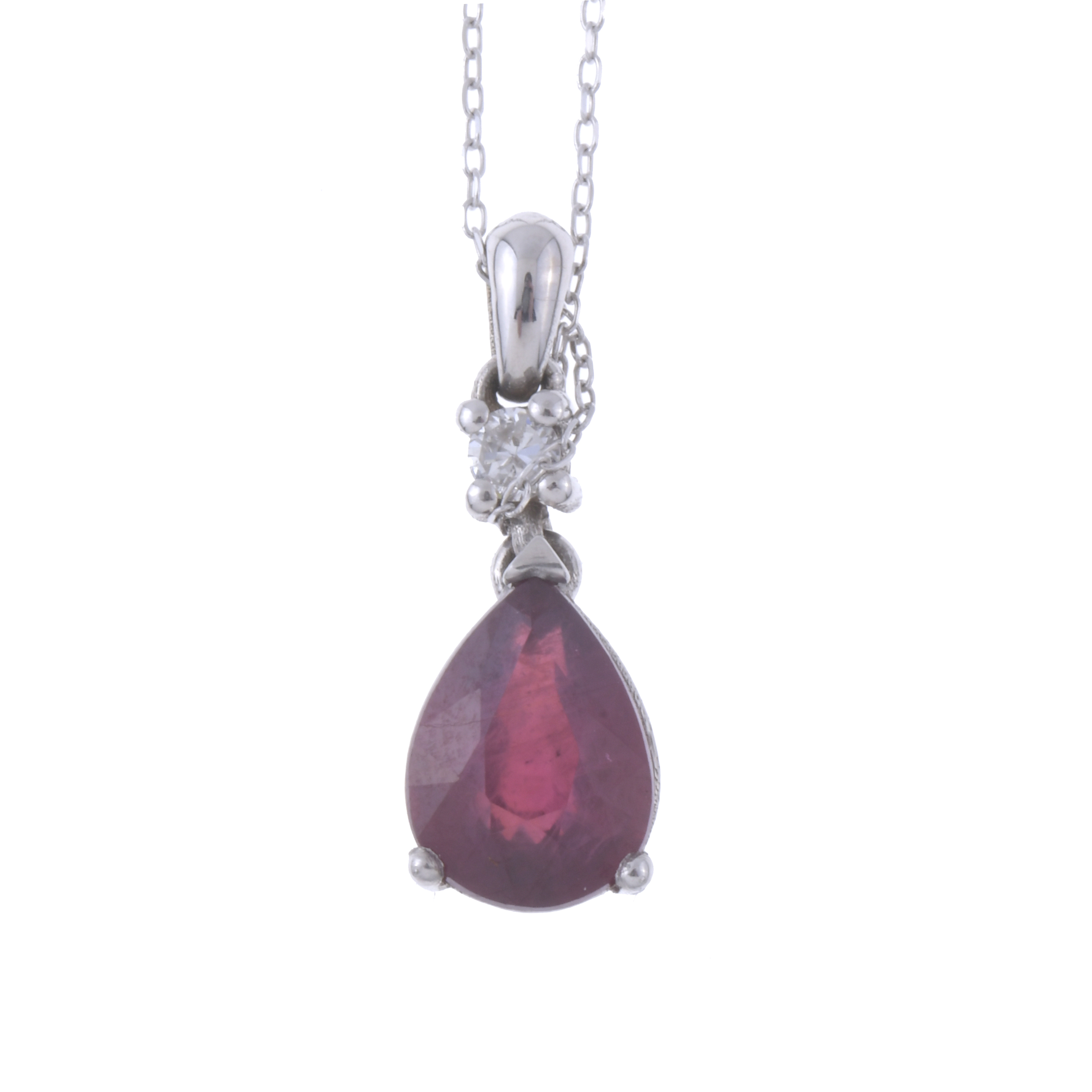 PENDANT WITH RUBY AND DIAMOND.