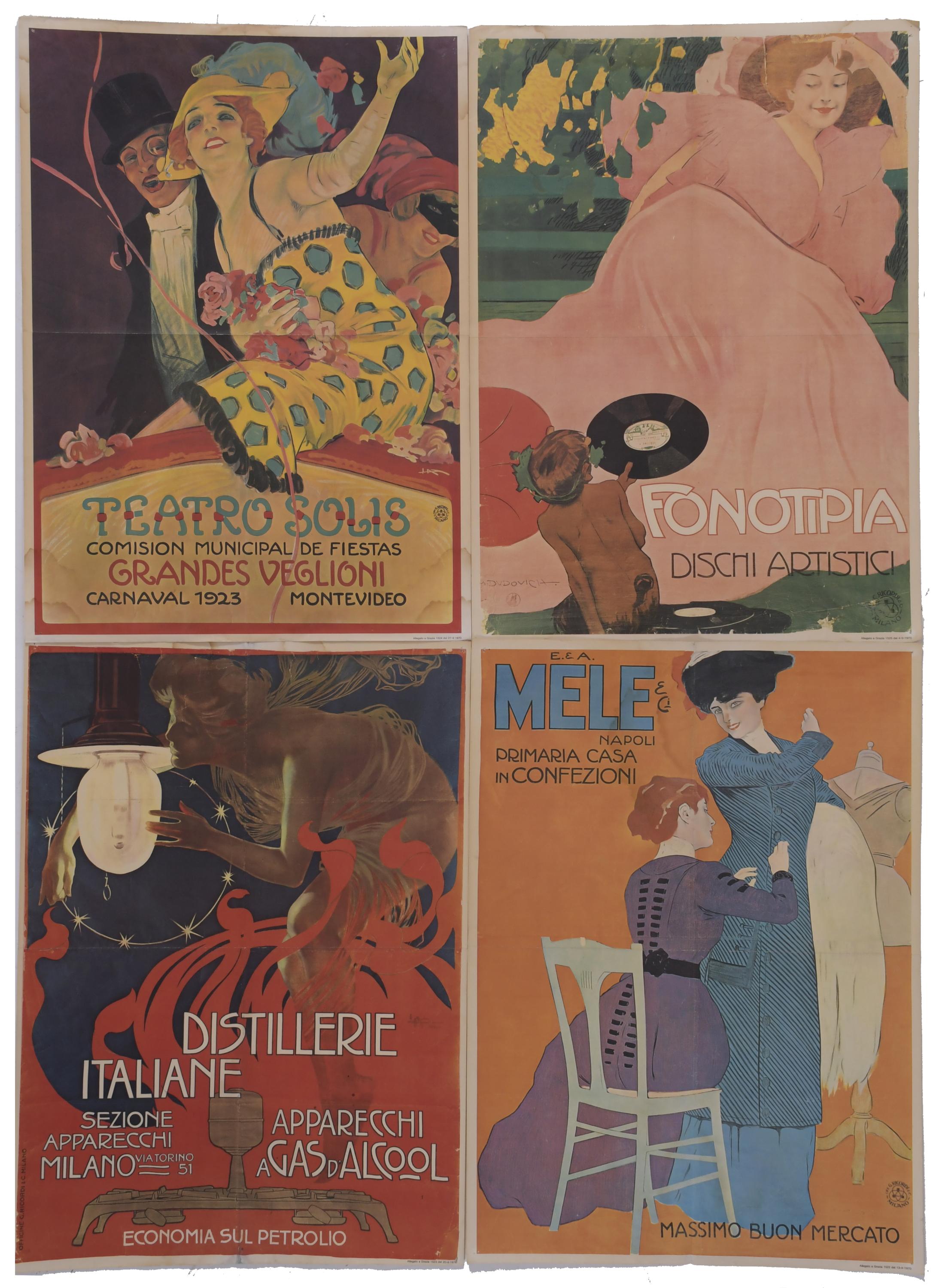 FOUR REPRODUCTIONS OF ADVERTISING POSTERS.