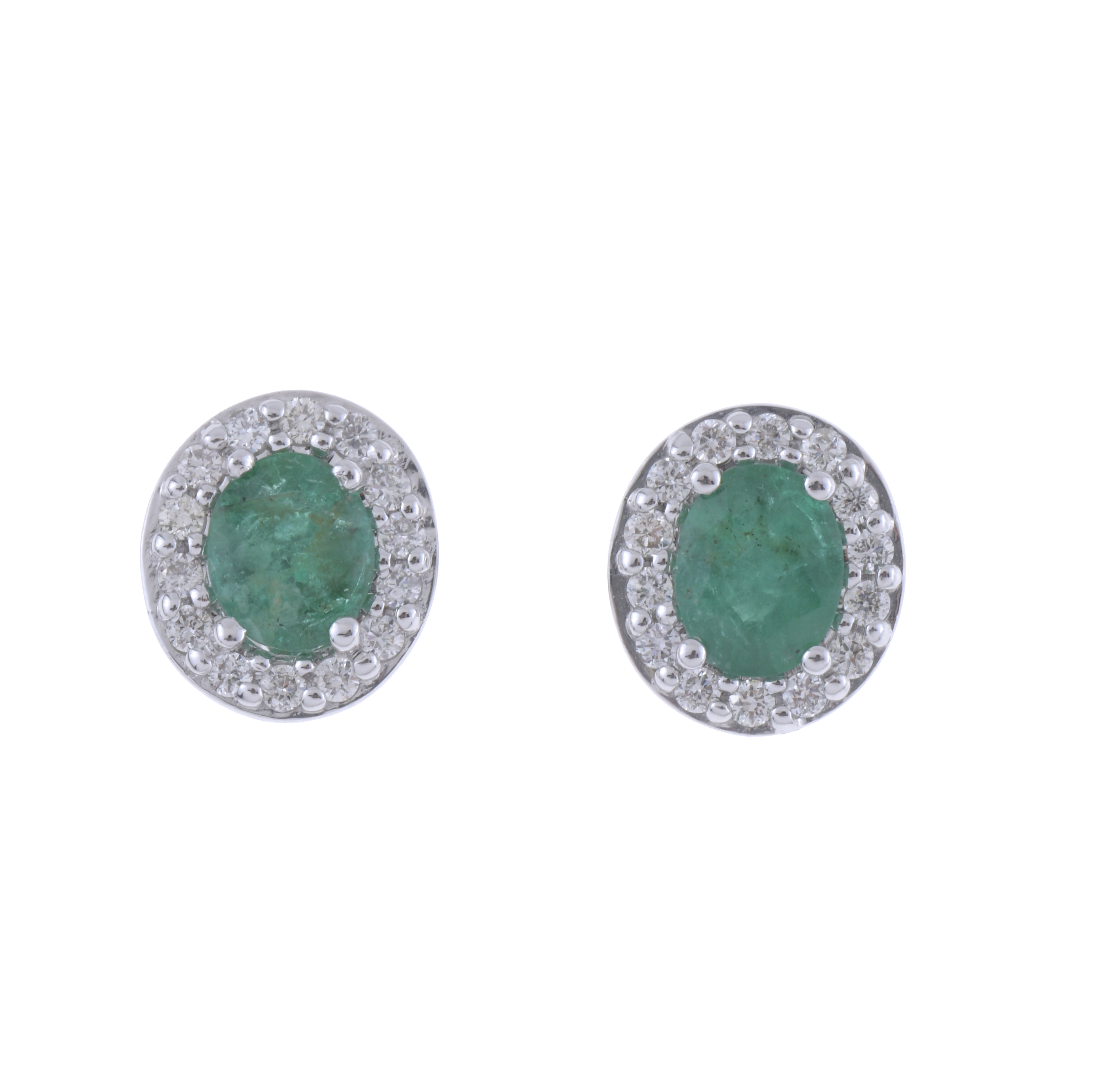 EMERALDS ROSETTE EARRINGS.